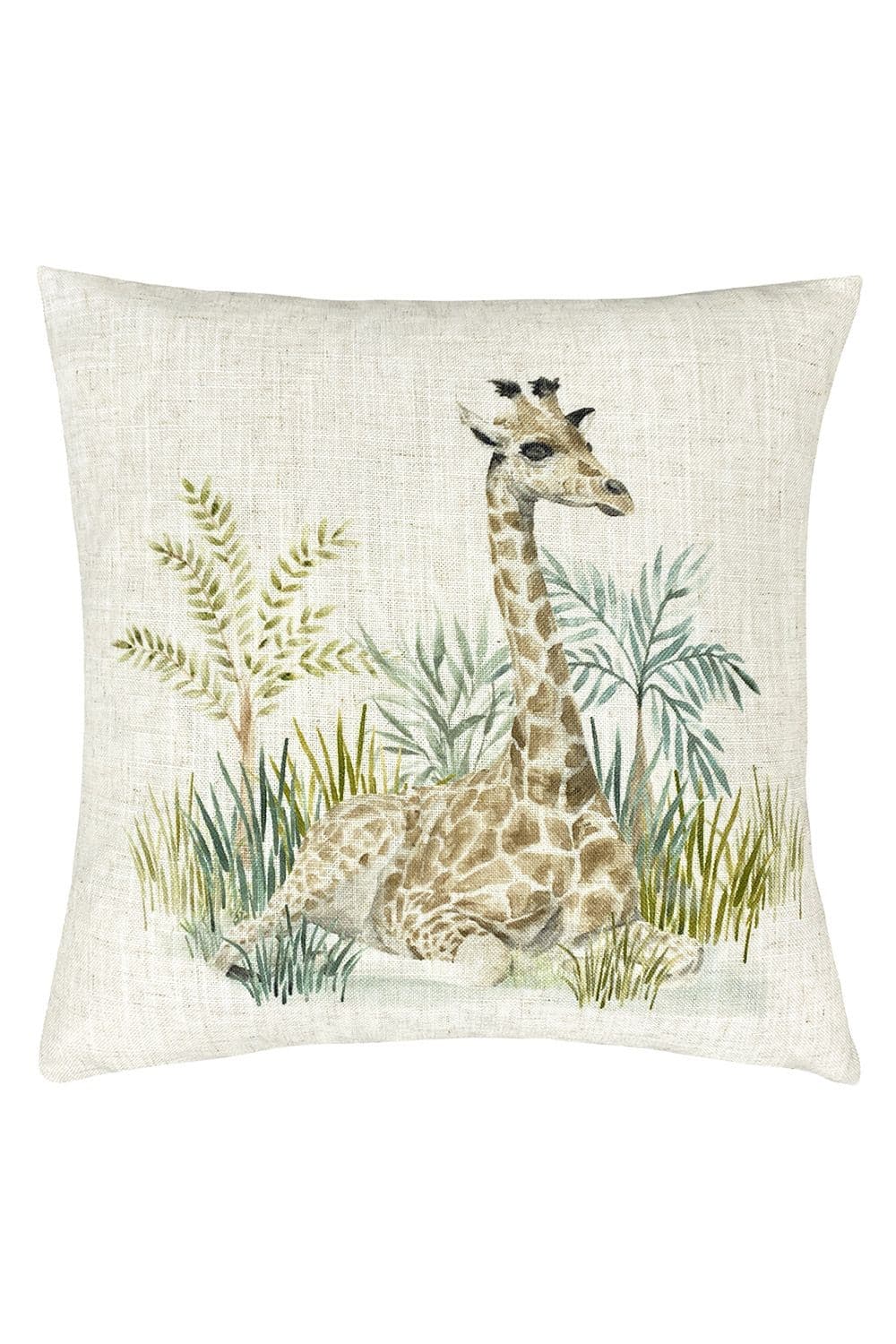 Kenya Giraffe Hand-Painted Watercolour Printed Cushion