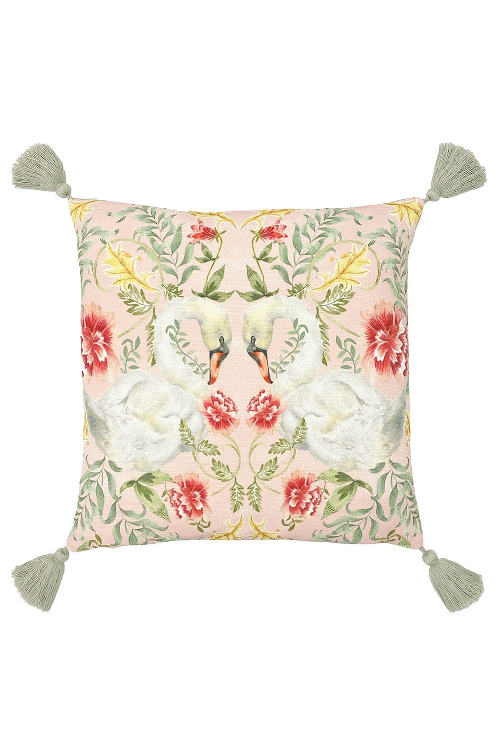 Tassels Heritage Swans Printed Cushion