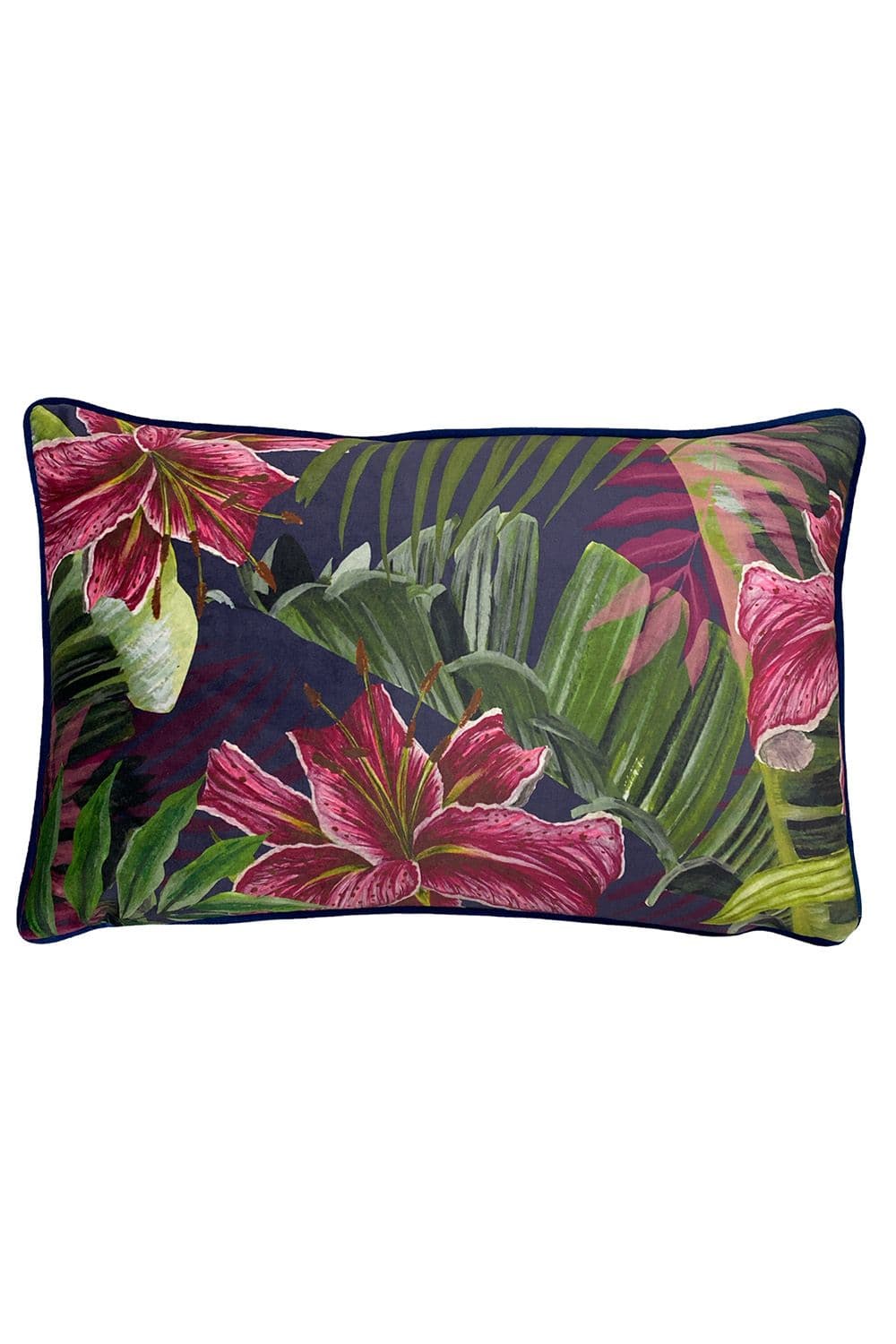 Kala Floral Printed Piped Velvet Reverse Cushion