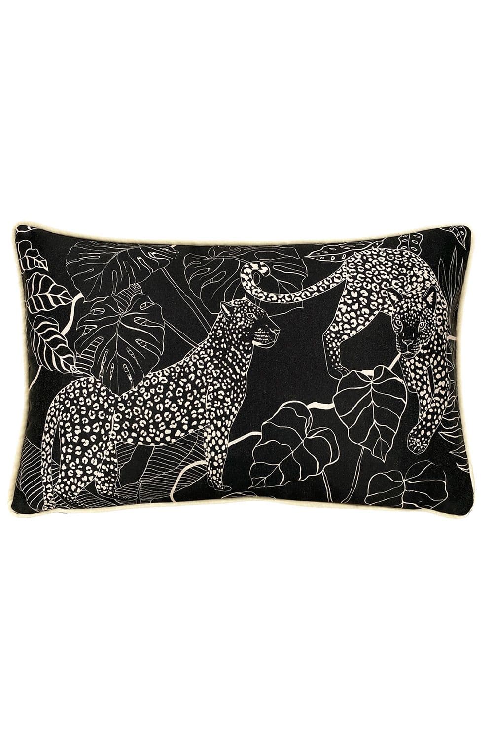 Aurora Leopard Printed Monochrome Piped Cushion
