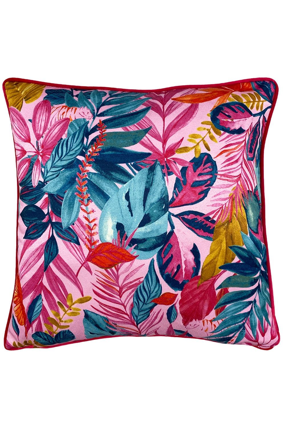 Psychedelic Jungle Tropical Printed Piped Cushion