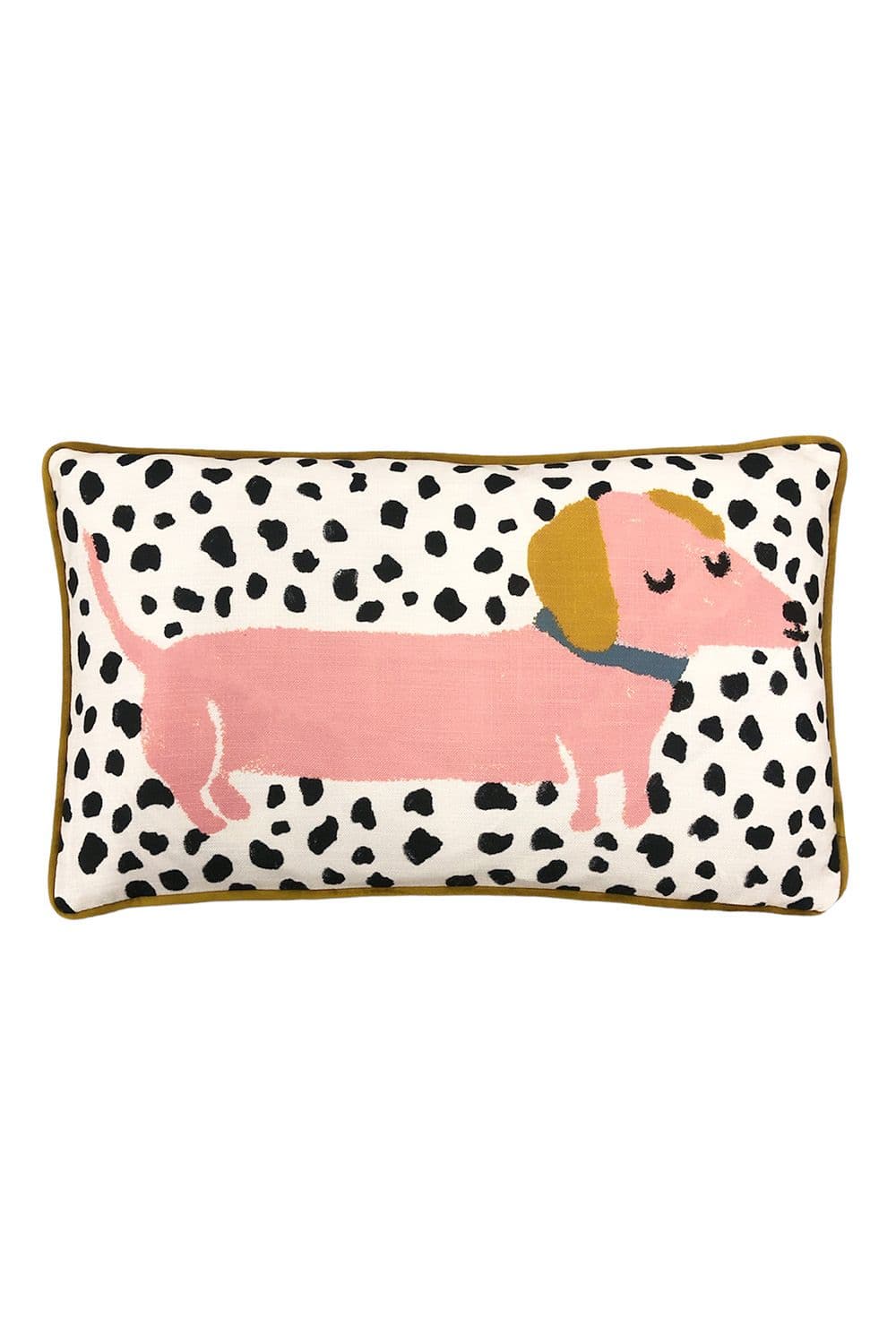 Woofers Printed Piped Sausage Dog Cushion