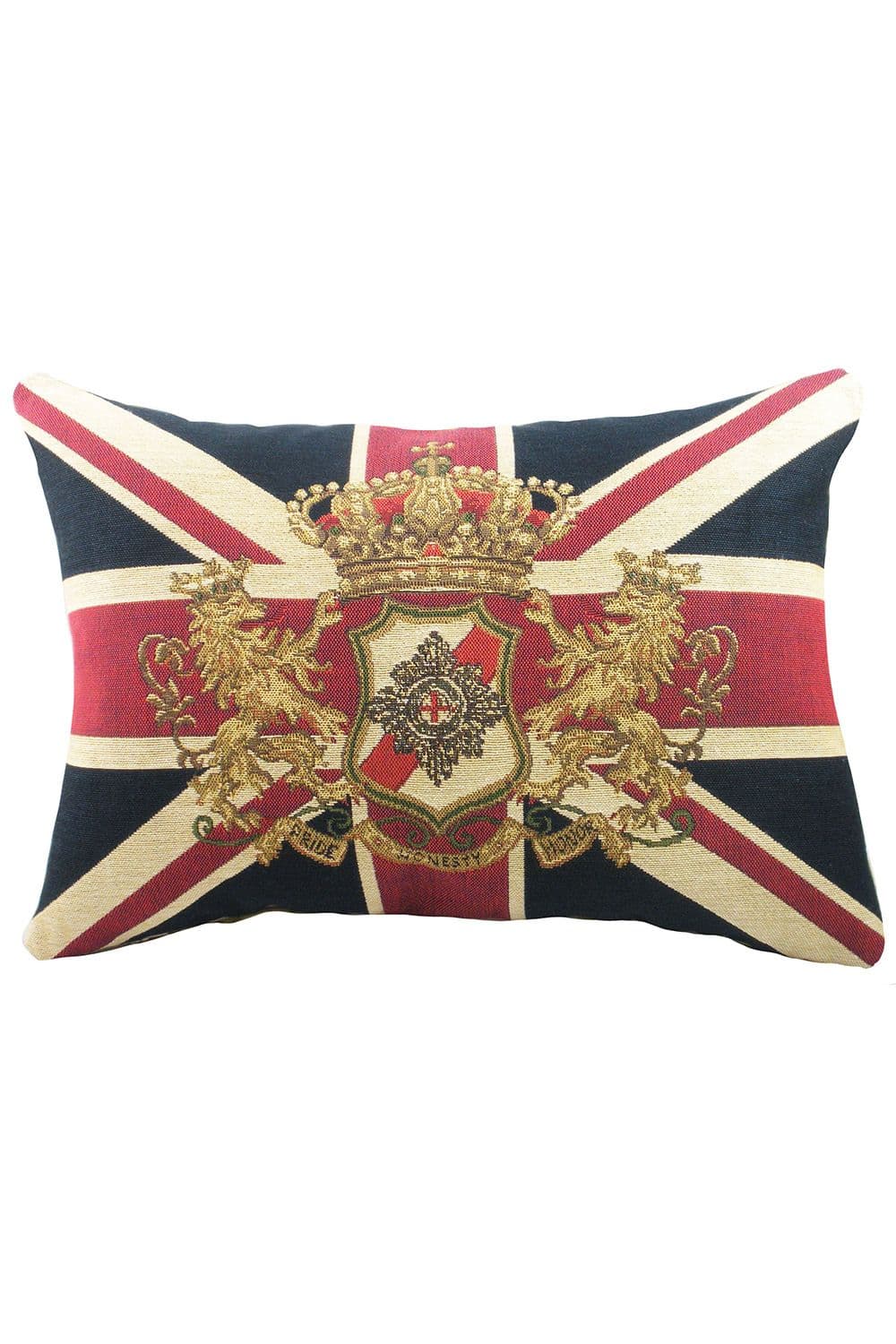 Union Jack Lion Crest Tapestry Embroidered Cushion