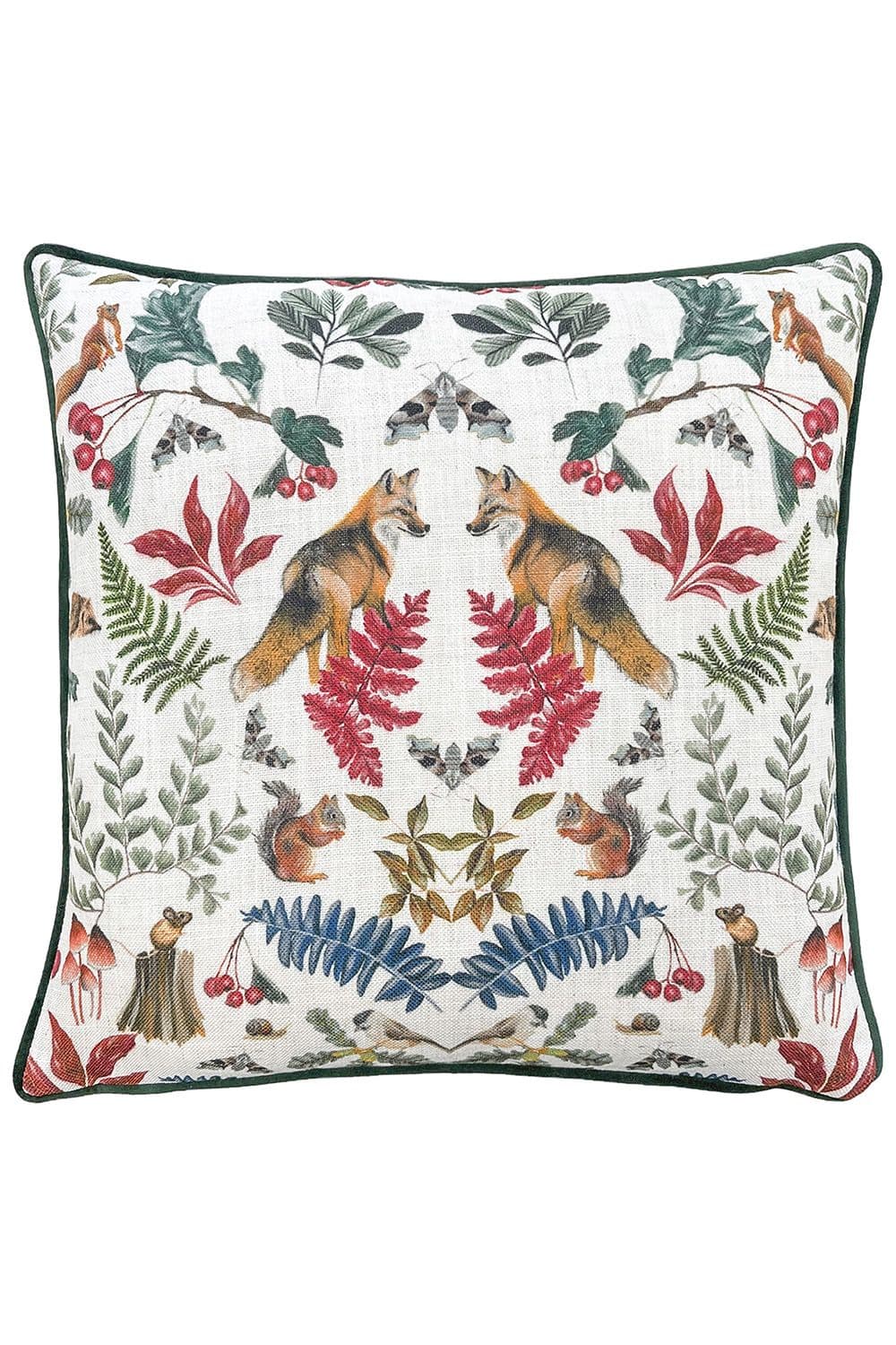 Mirrored Fox Watercolour Printed Piped Cushion
