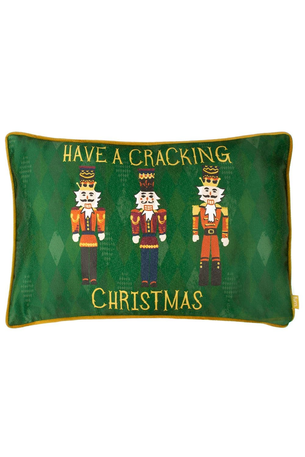Nutcracker Cracking Christmas Printed Piped Velvet Cushion