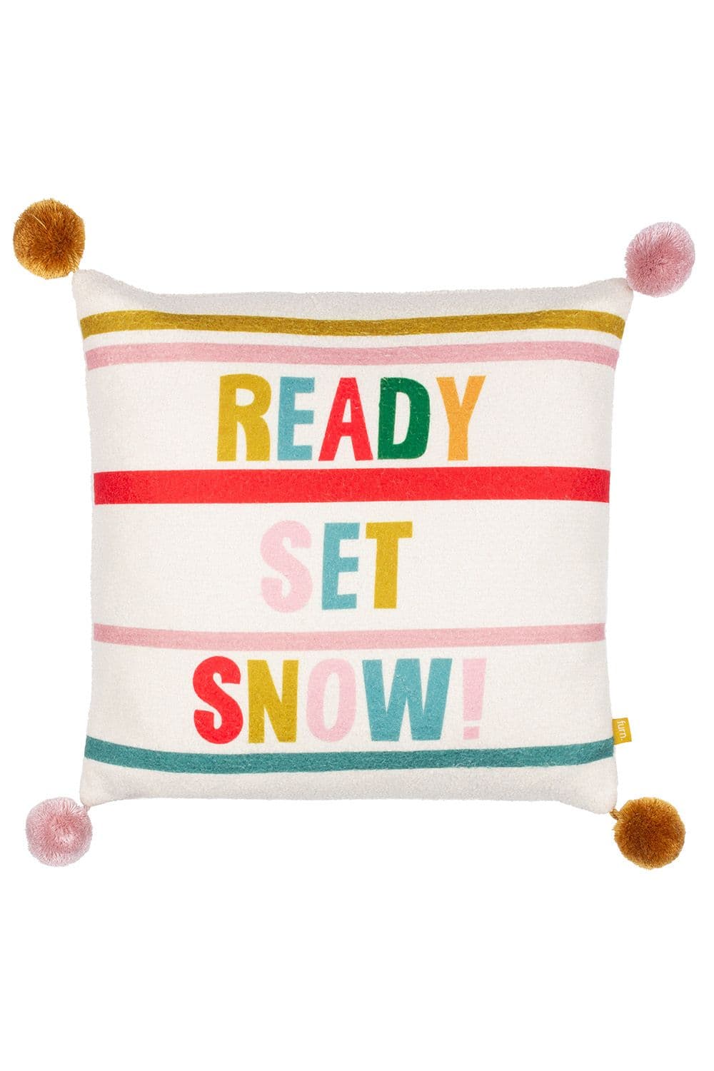 Pom Poms Ready Set Snow Printed Boucle Cushion