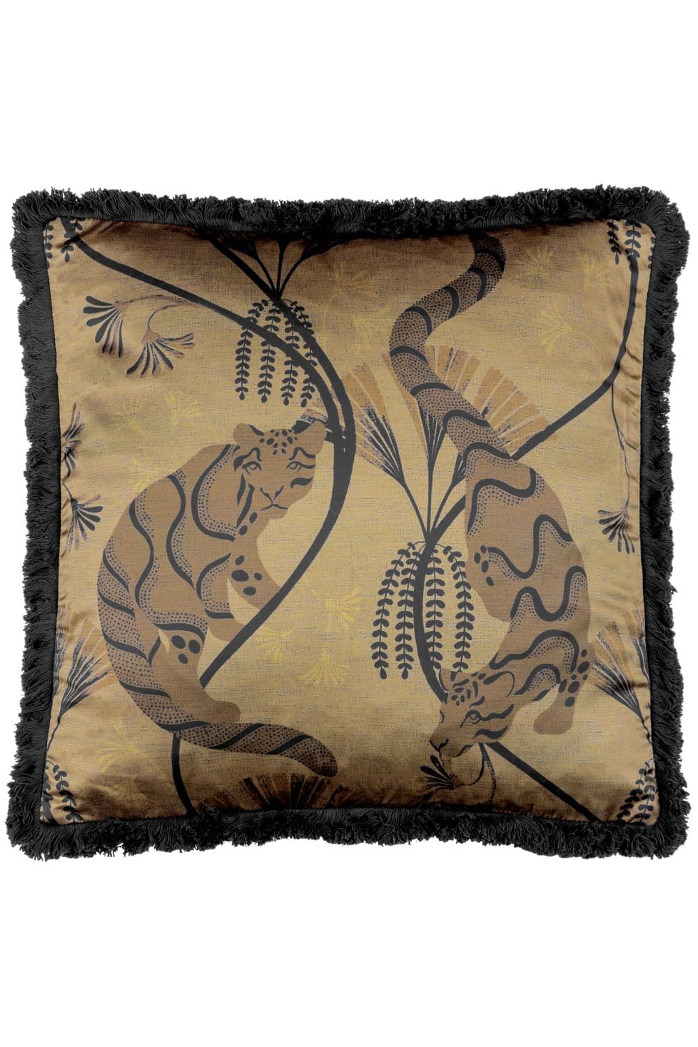 Moondusk Square Jacquard Fringed Polyester Filled Cushion