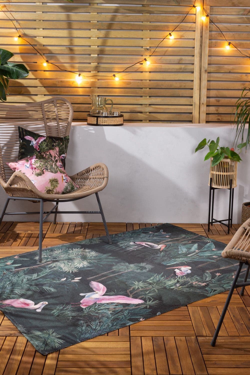 Platalea Tropical Bird Woven UV & Weatherproof Outdoor/Indoor Rug