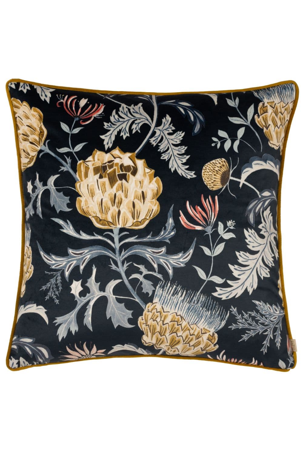 Chatsworth Artichoke Hand Painted Velvet Piped Polyester Filled Cushion