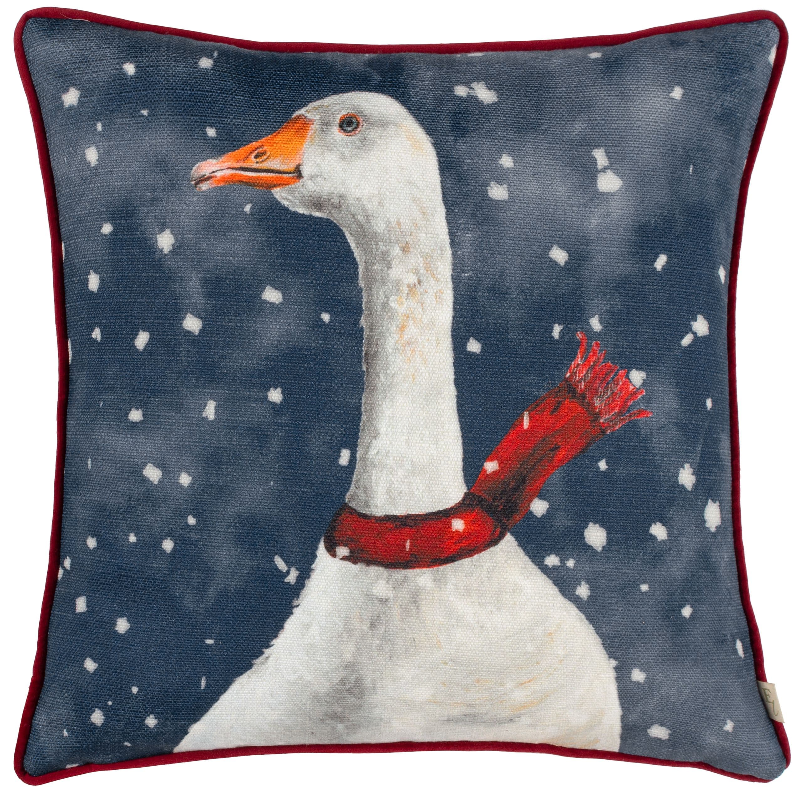 Christmas Goose Piped Cushion