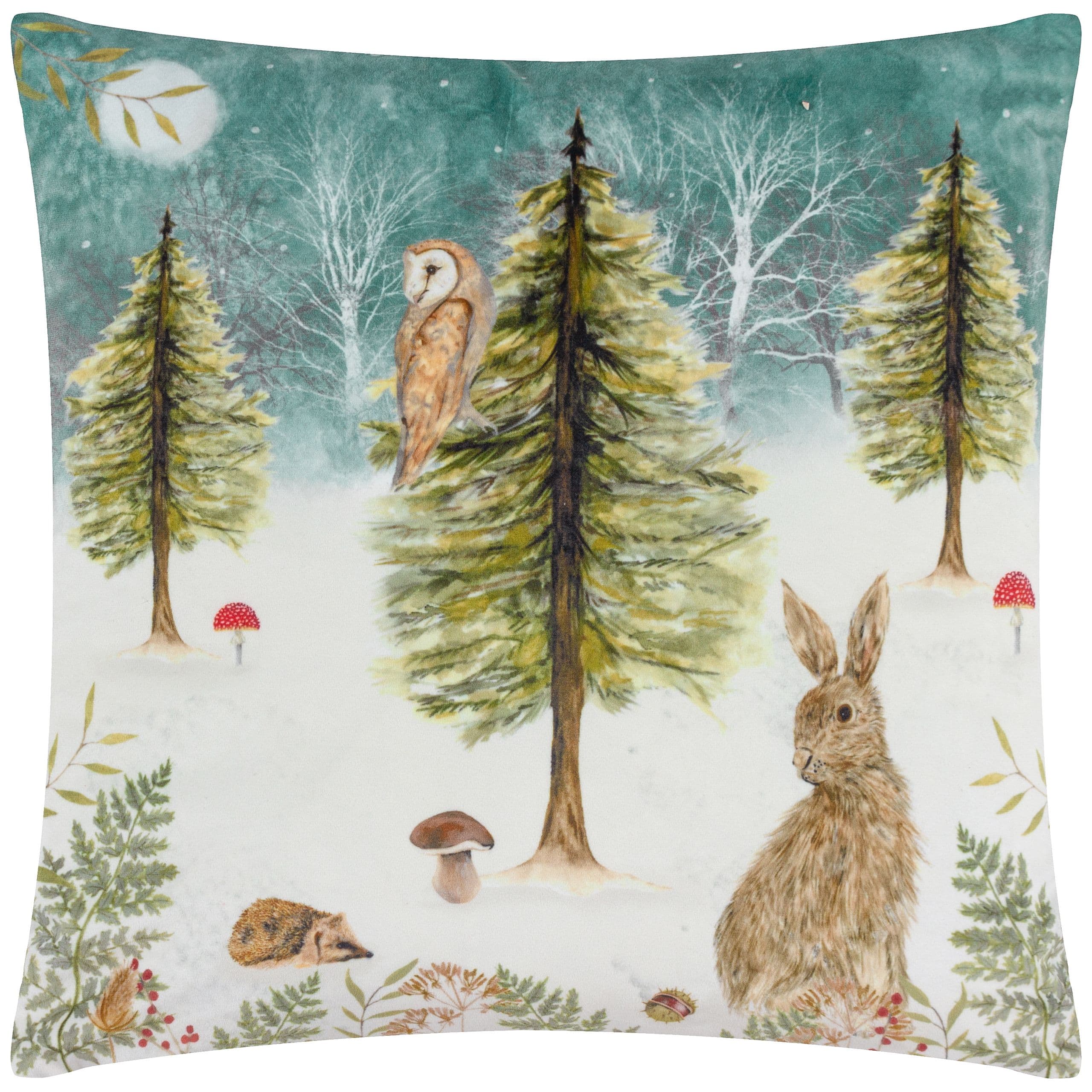 Christmas Owl Velvet Cushion