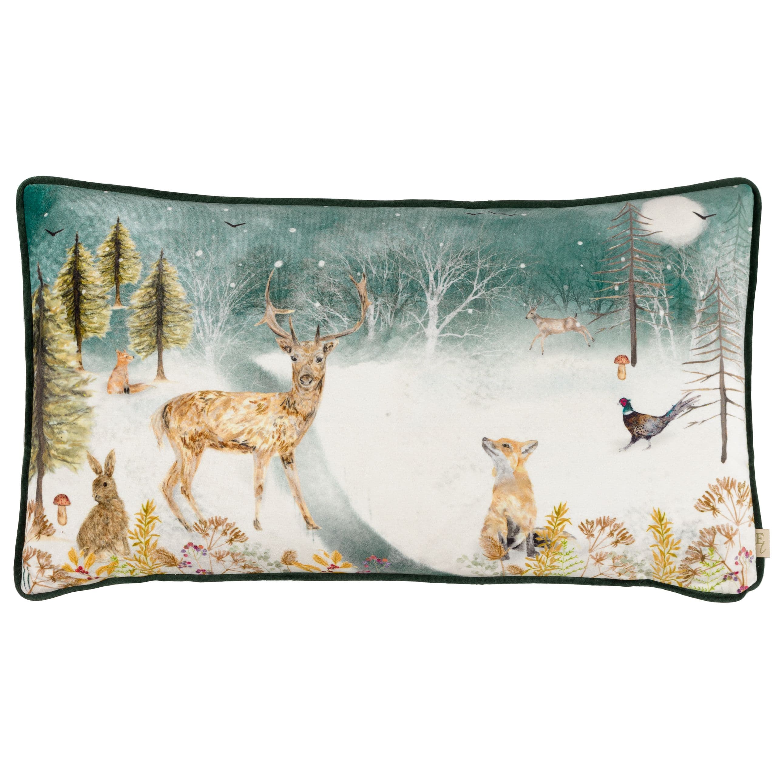 Stag Winter Velvet Piped Cushion