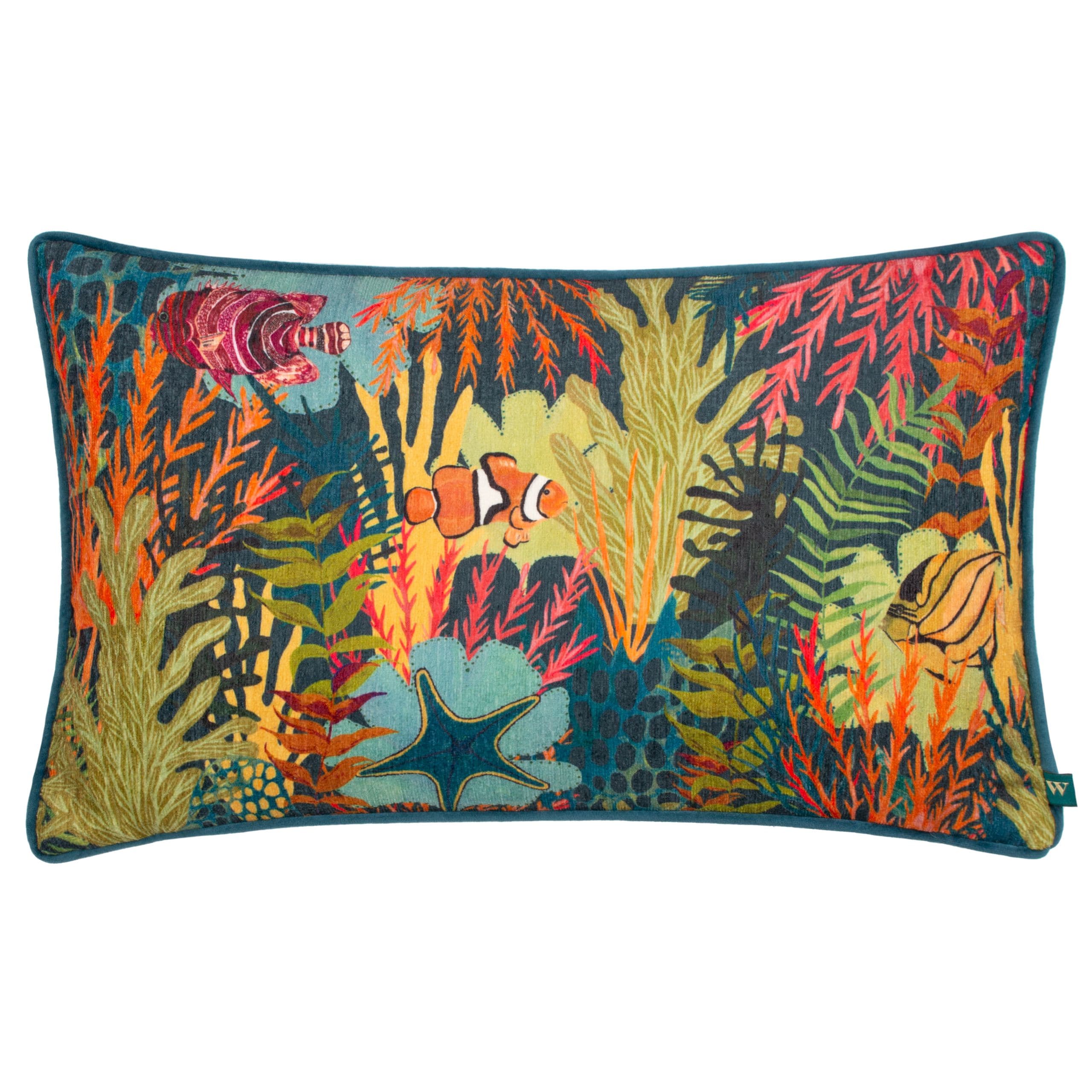 Abyss Coral Bay Abstract Piped Cushion