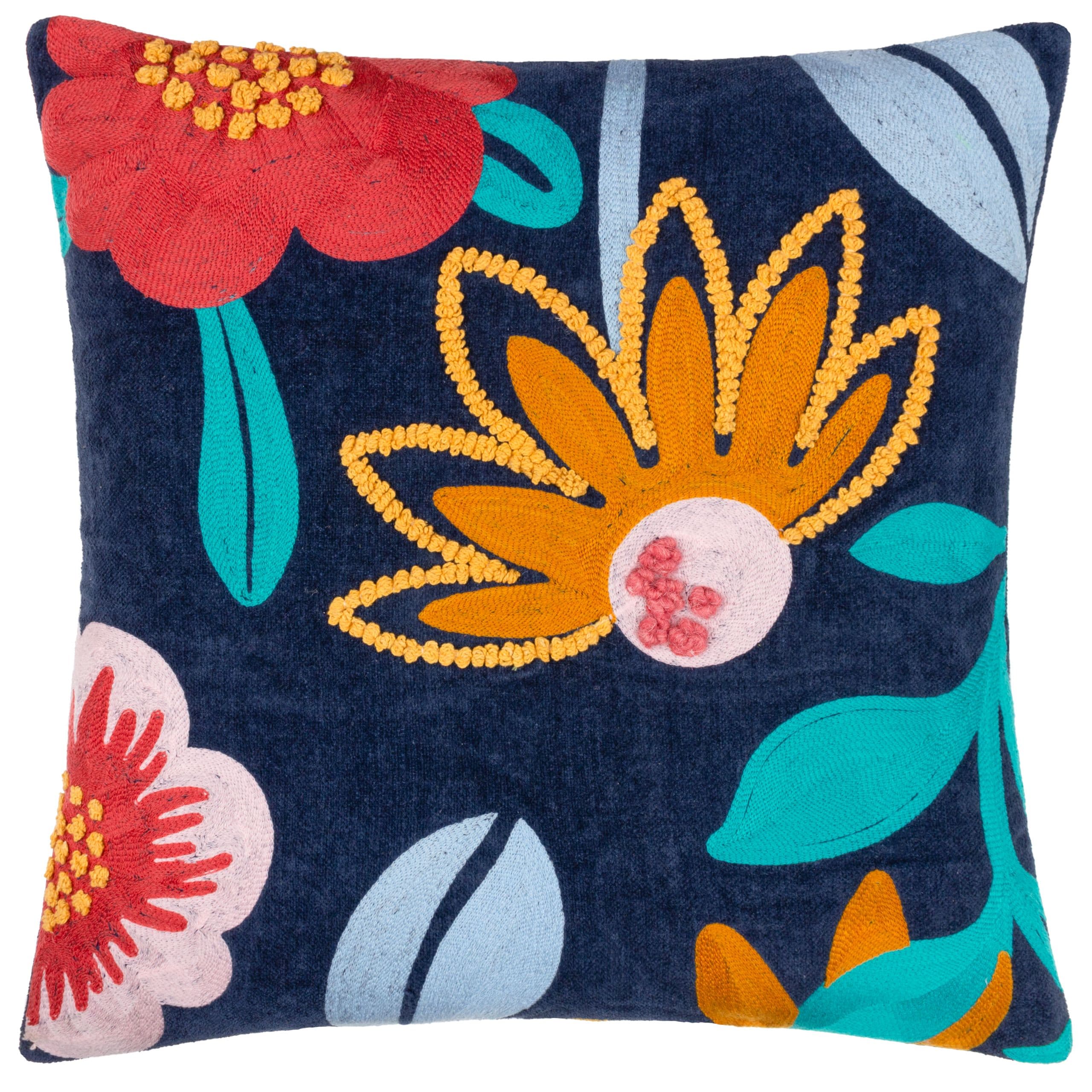 Janey Floral Embroidered Cushion
