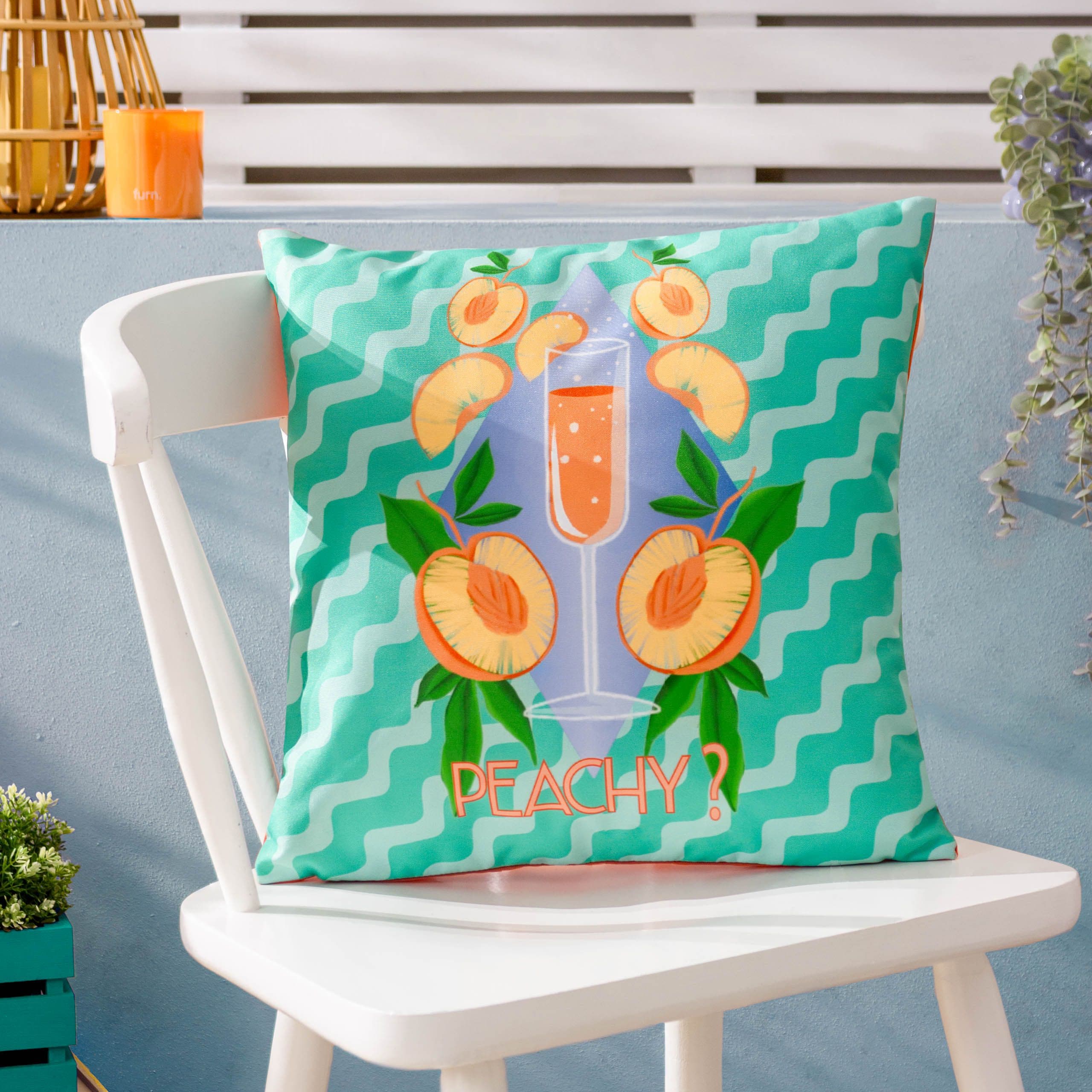 Peachy Abstract Water & UV Resistant Outdoor Cushion