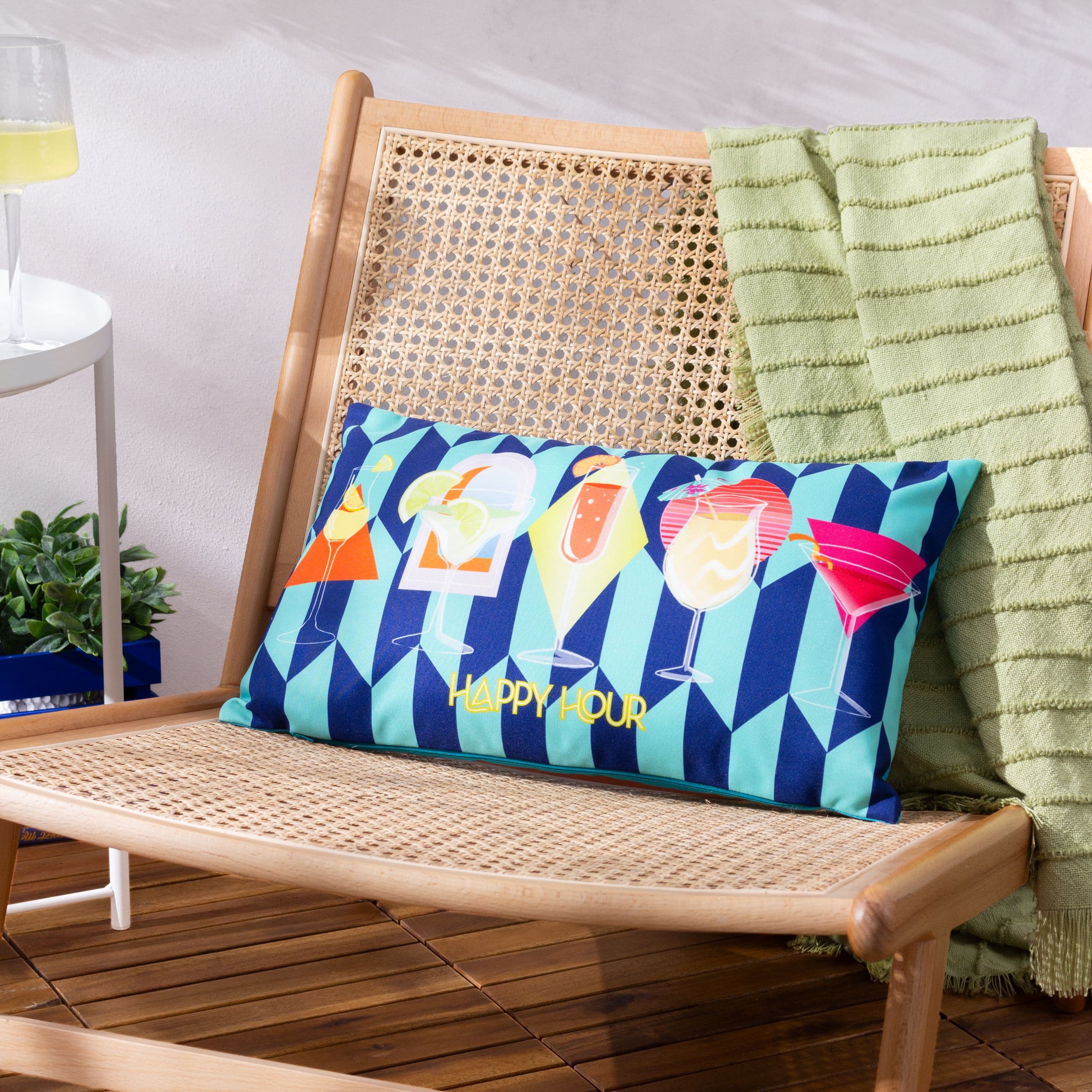 Happy Hour Abstract Water & UV Resistant Outdoor Cushion