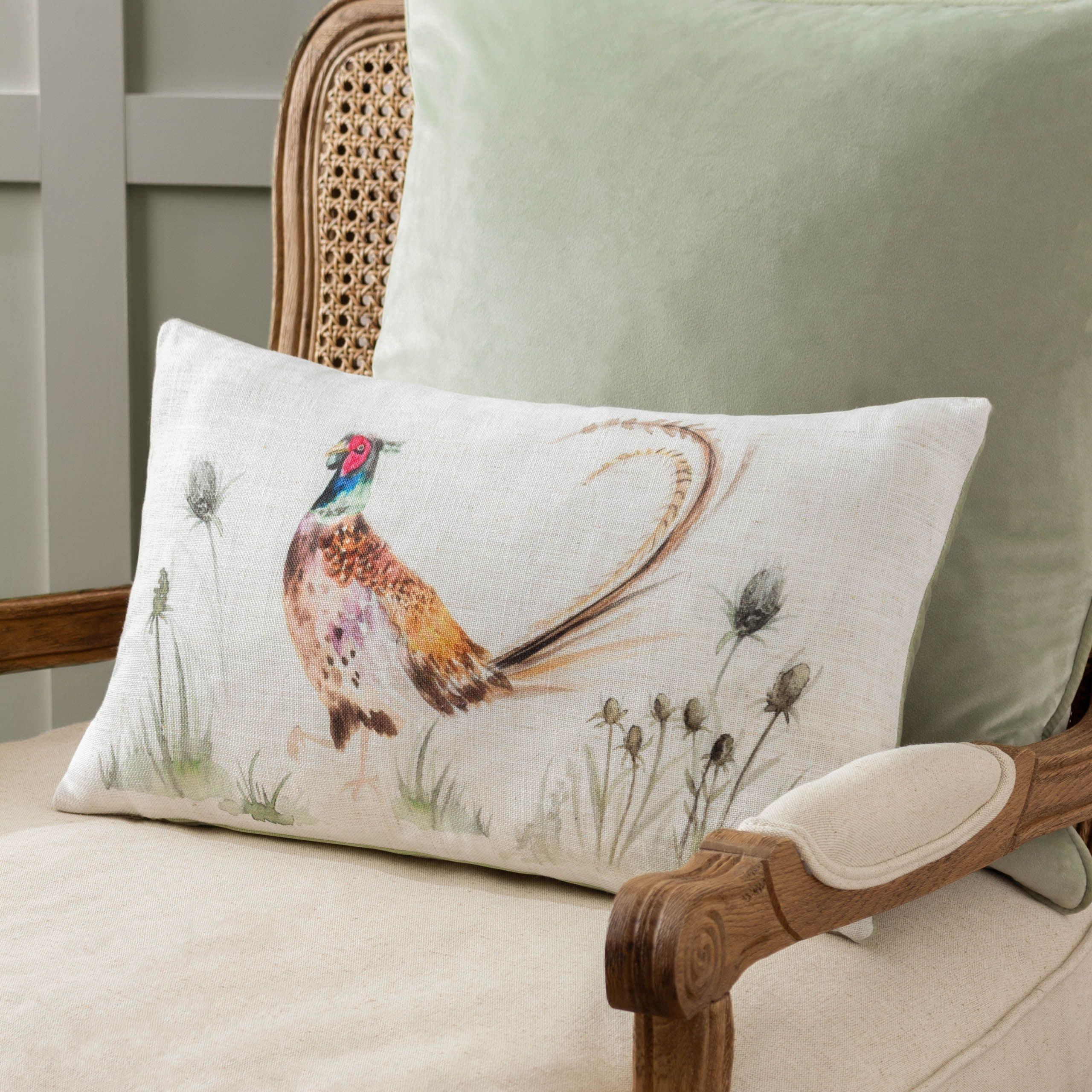 Country Pheasant Watercolour Polyester Filled Cushion