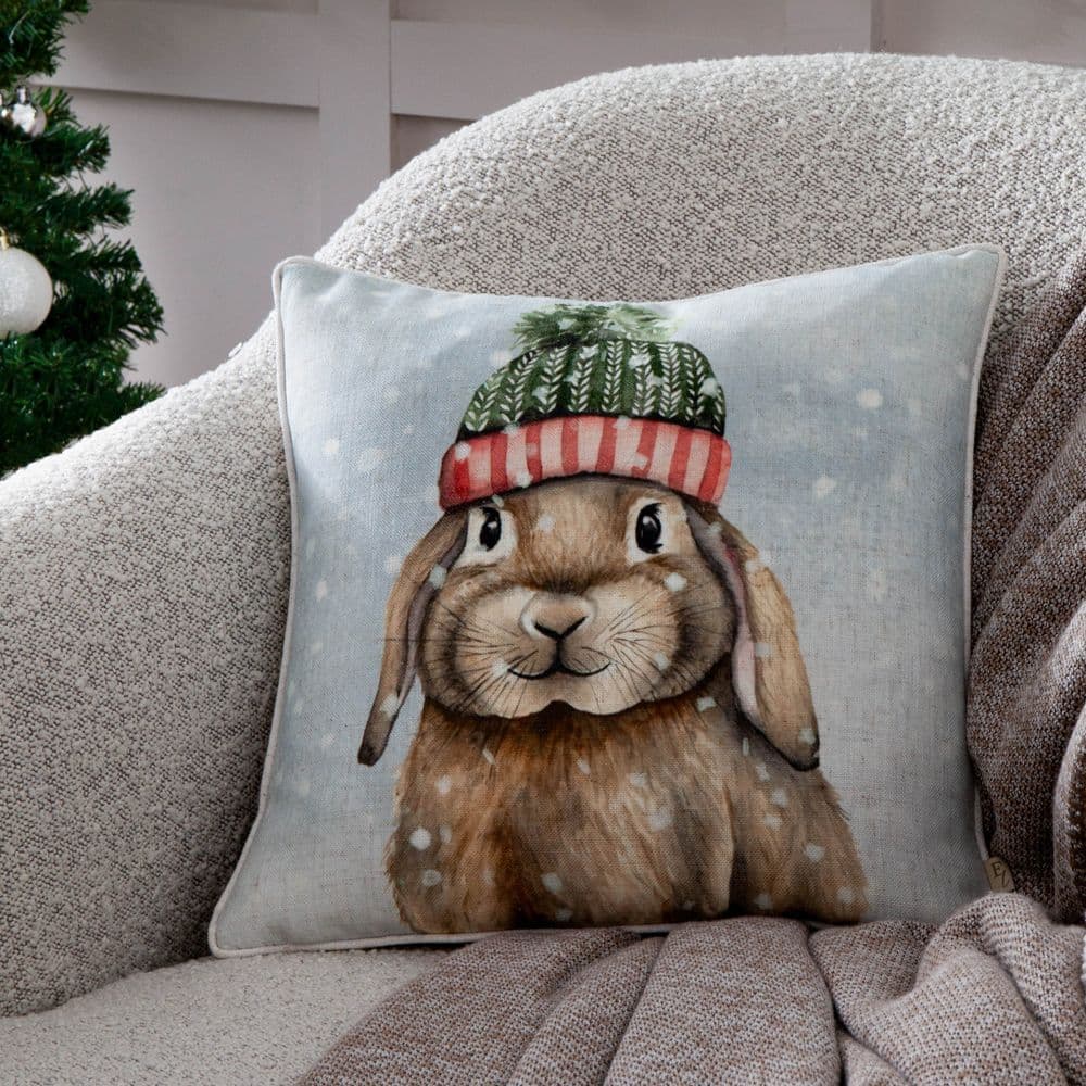 Winter Rabbit Festive Polyester Filled Cushion