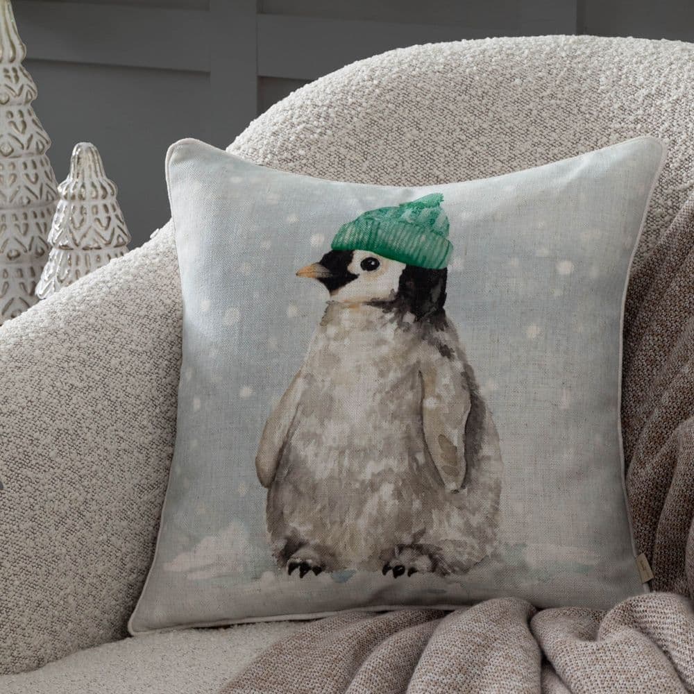 Winter Penguin Festive Polyester Filled Cushion