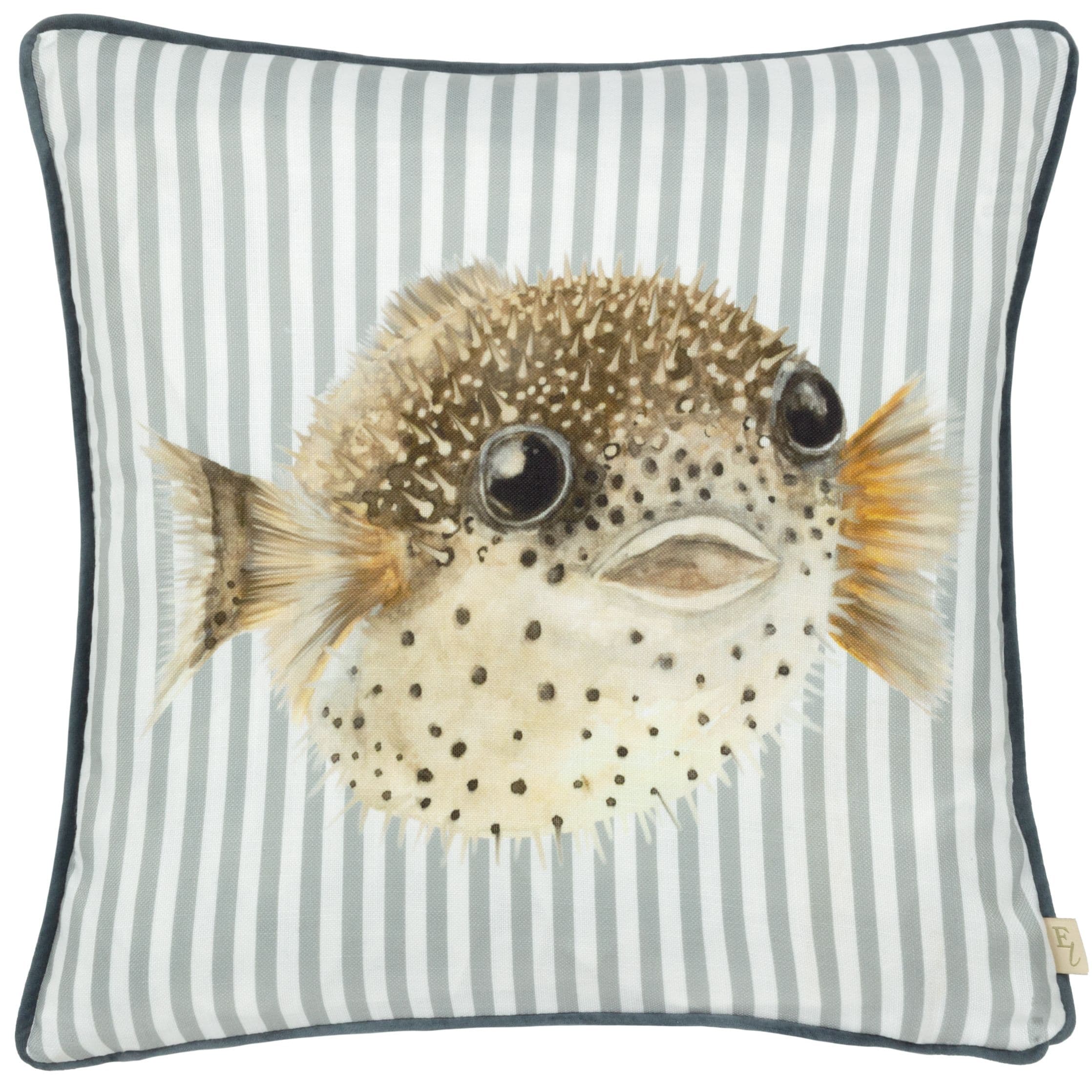 Evans Lichfield Salcombe Pufferfish Piped Polyester Filled Cushion