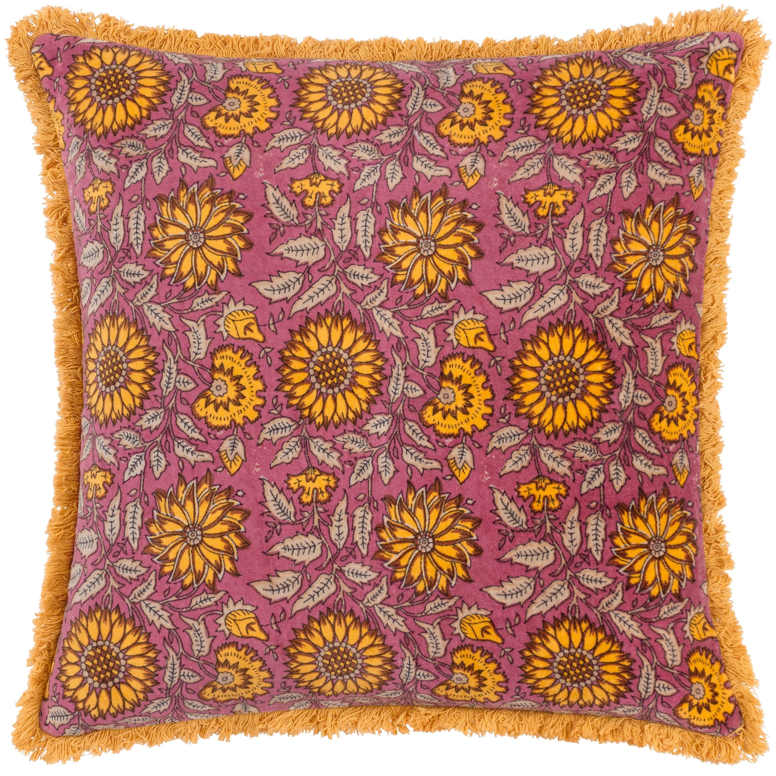 Clarendon Floral Cotton Velvet Cushion