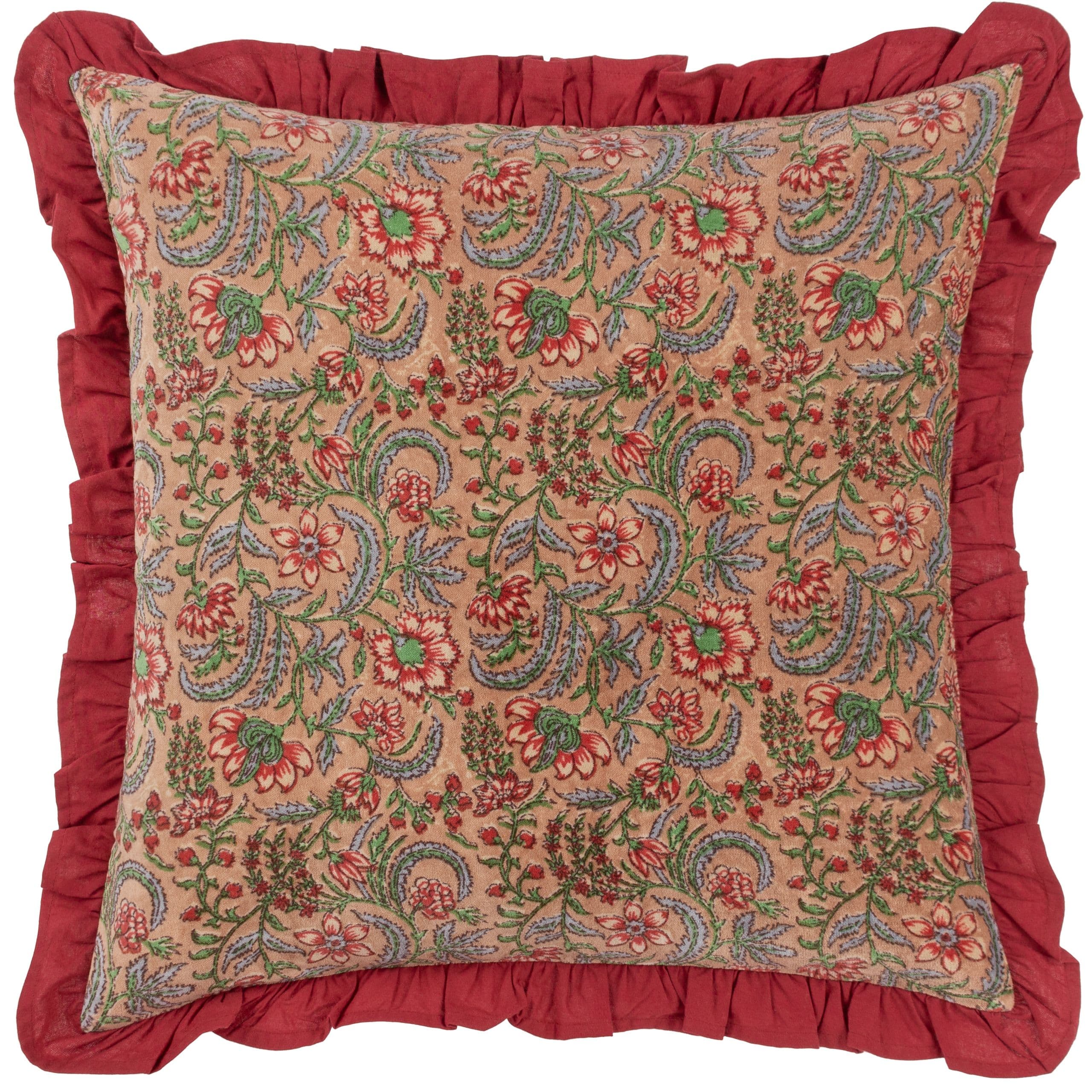 Haven Floral Cotton Velvet Cushion