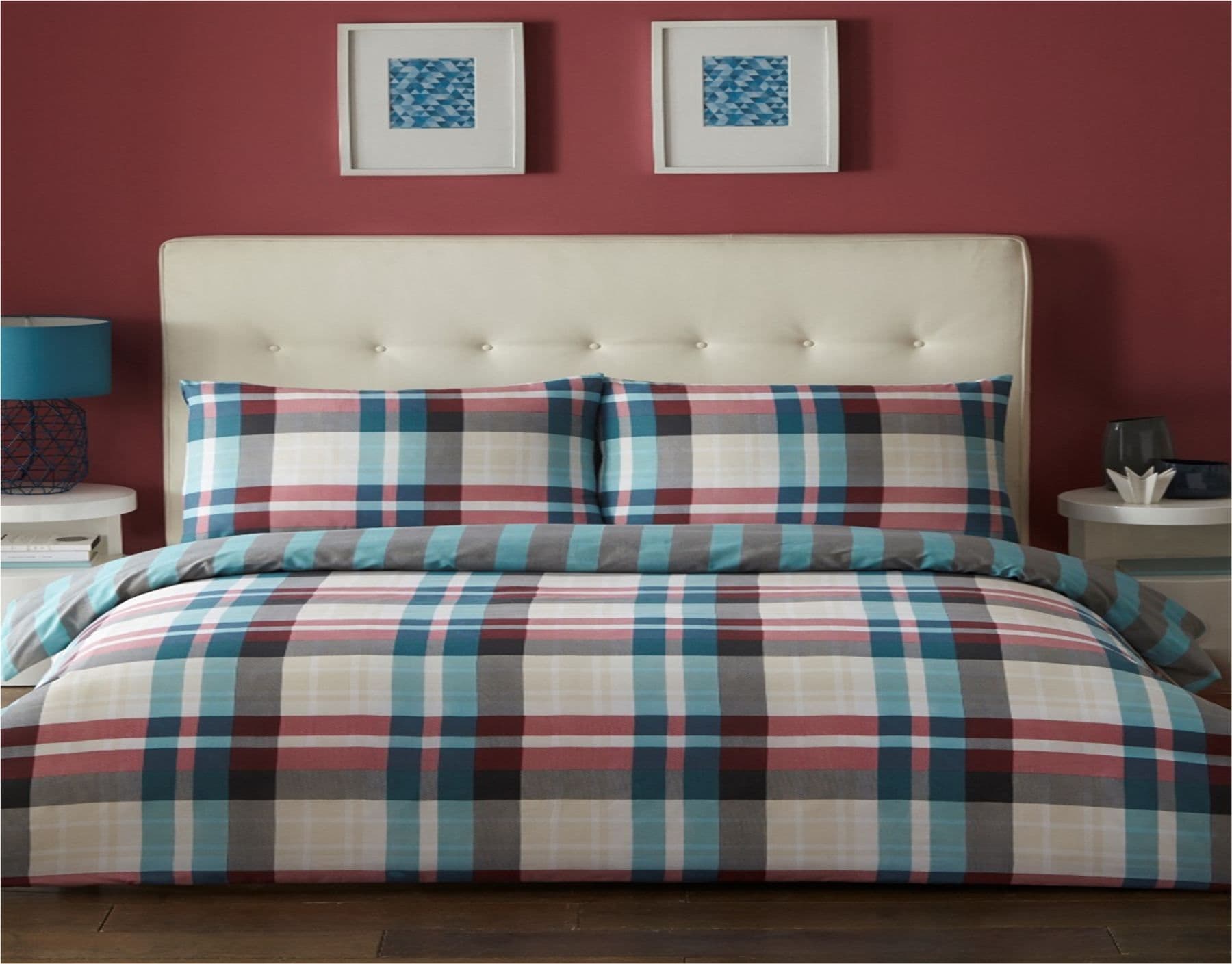 Decon Check Duvet Cover Set Reversible Bedding Single