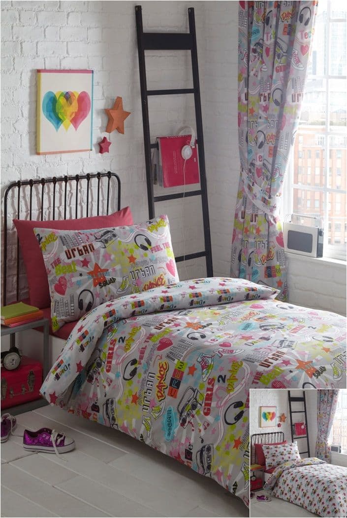 Dance Crew Duvet Cover Set Reverisble Urban Graffiti Bedding