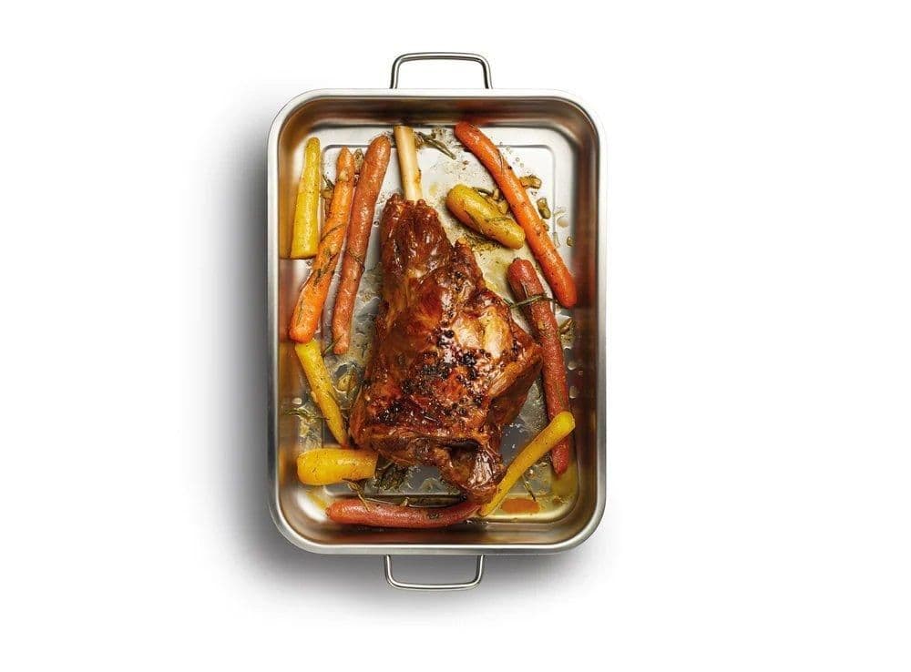 Stainless Steel Heavy Duty Deep Roasting Pan 32x23x6.5cm Labelled