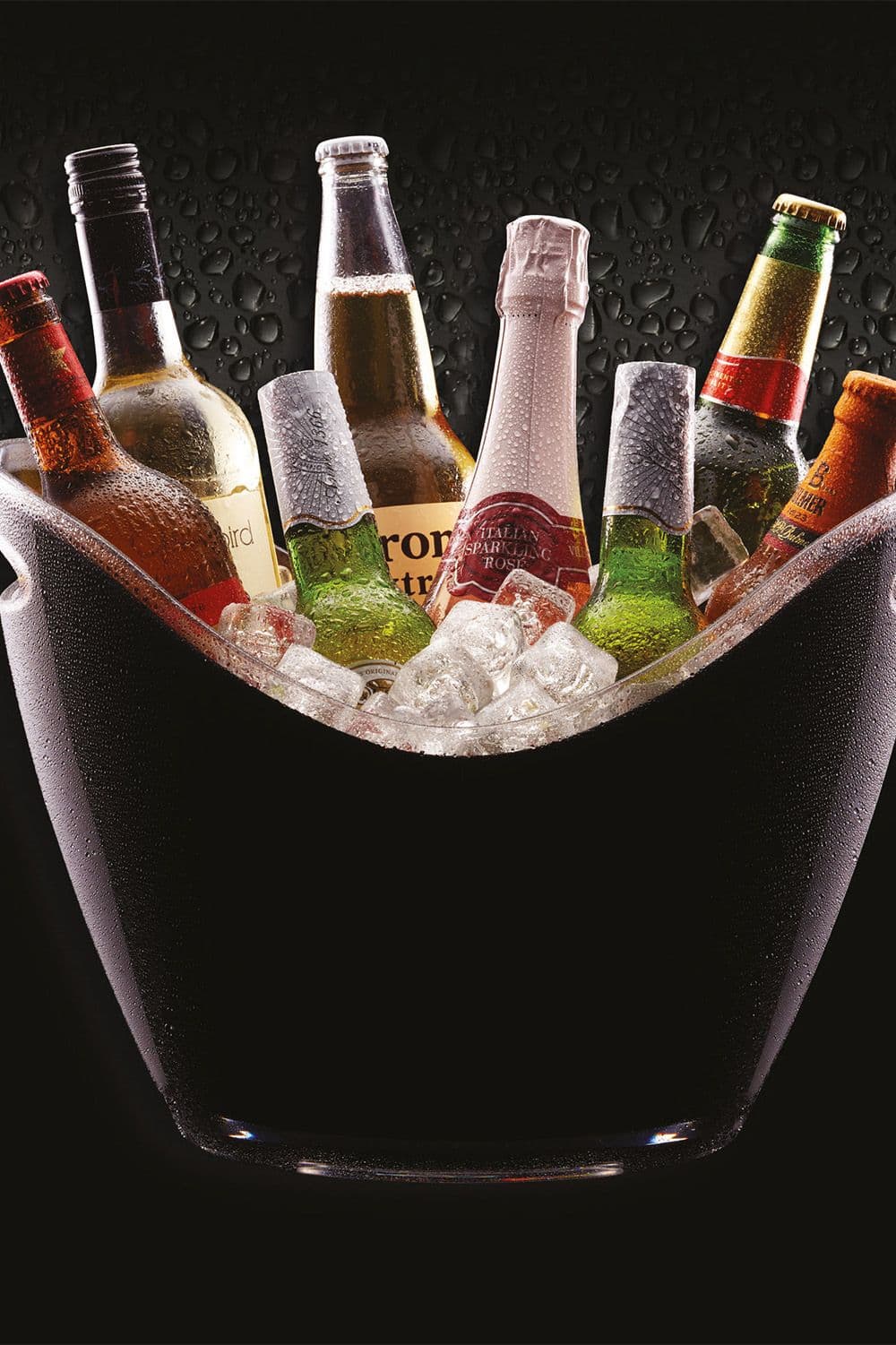 Black Acrylic Drinks Pail / Cooler, Labelled