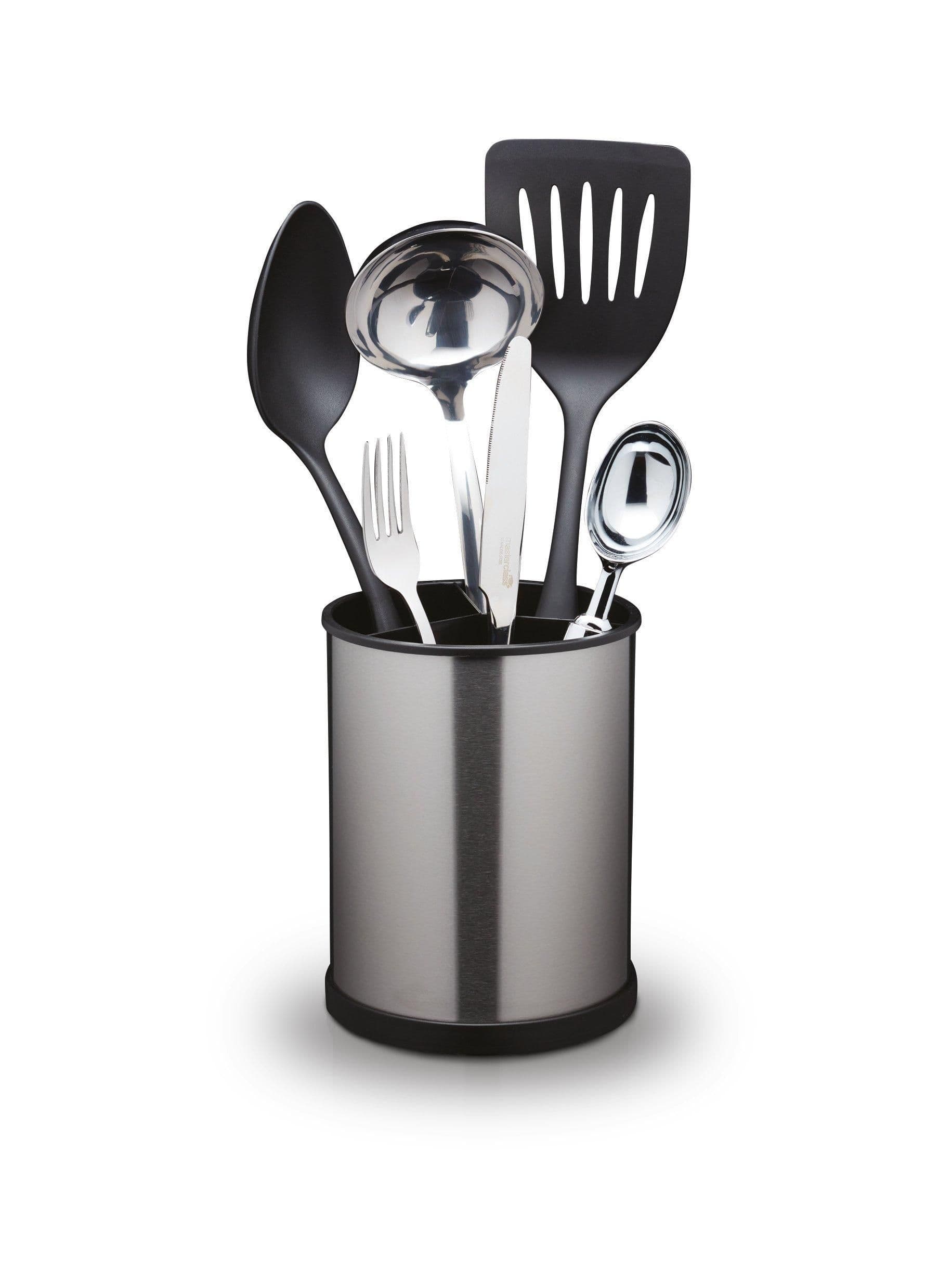 Rotating Stainless Steel Finish Utensil Holder
