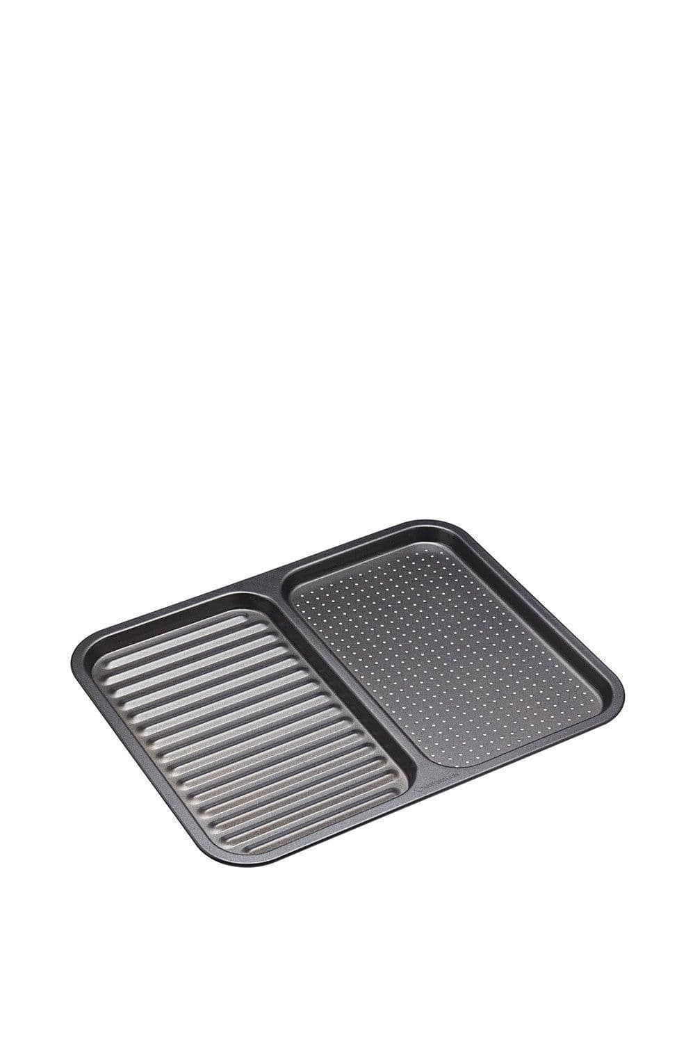 Non Stick 2 1 Divided Crisping Tray Ridged Baking Tray