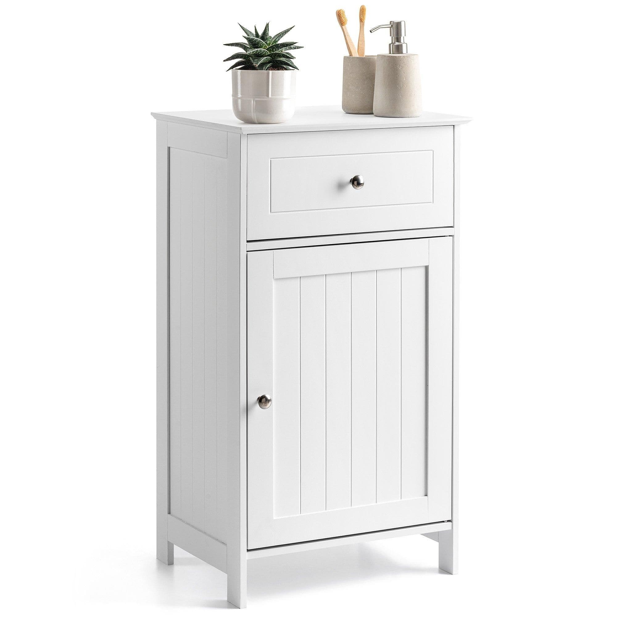 Bathroom Drawer Cabinet Wooden Single Door Storage Cupboard Unit