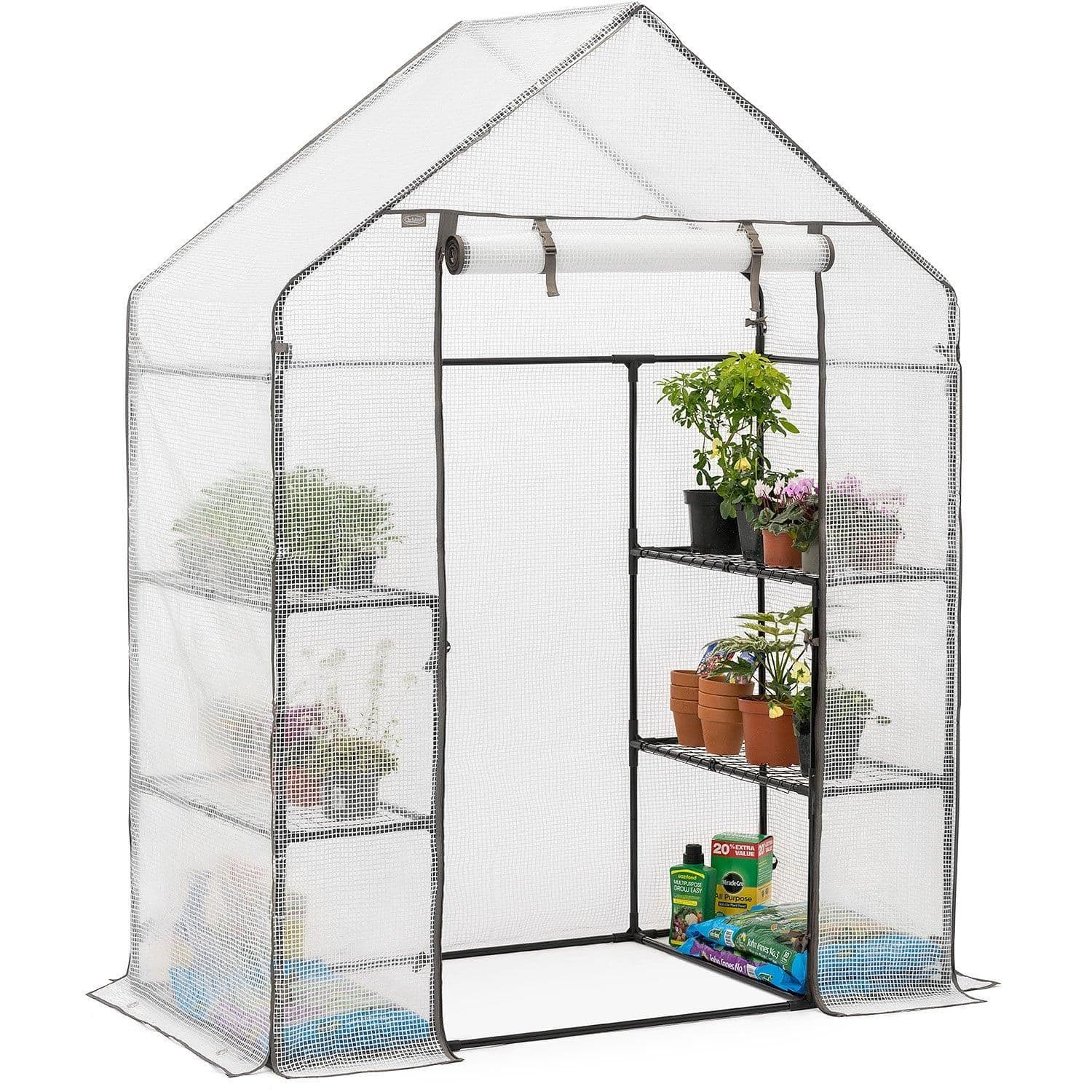 Walk Greenhouse Garden Grow House Reinforced Cover 4 Shelves Large 6ft