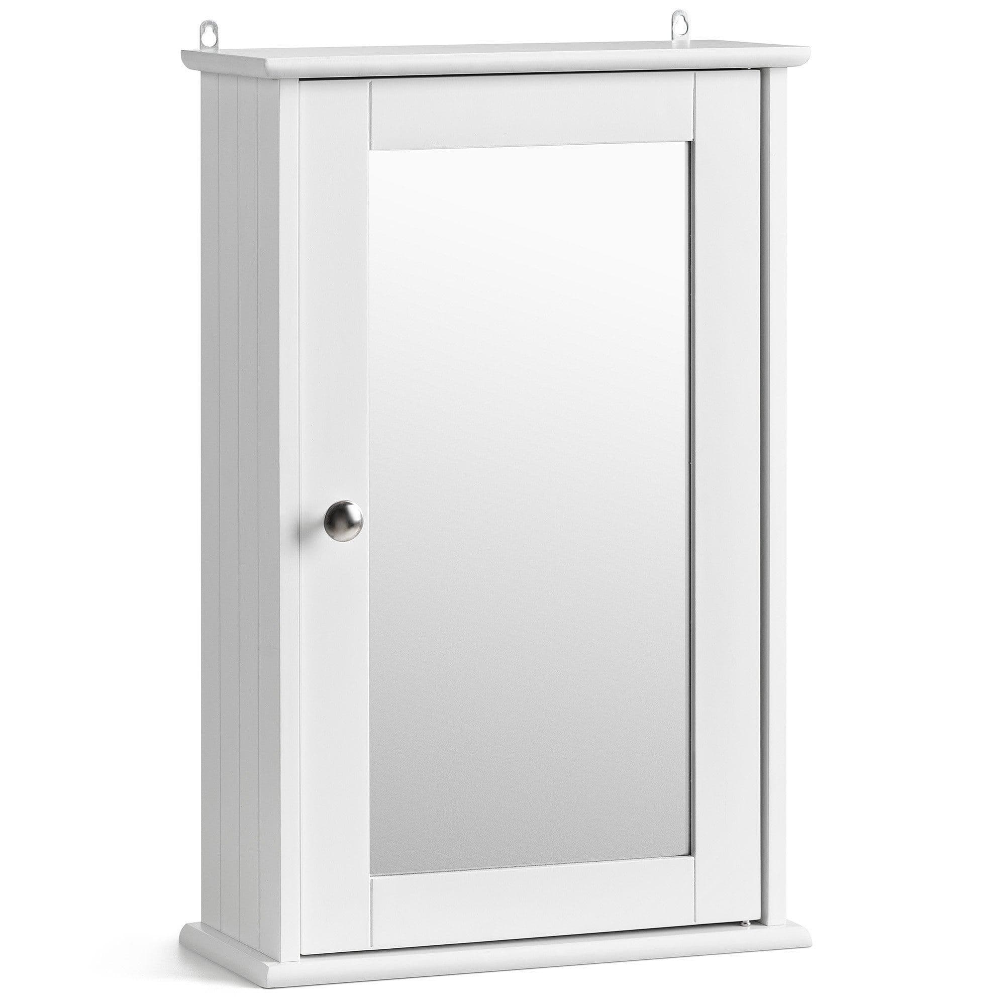 Bathroom Mirror Cabinet Wooden Single Door Wall Mounted Unit