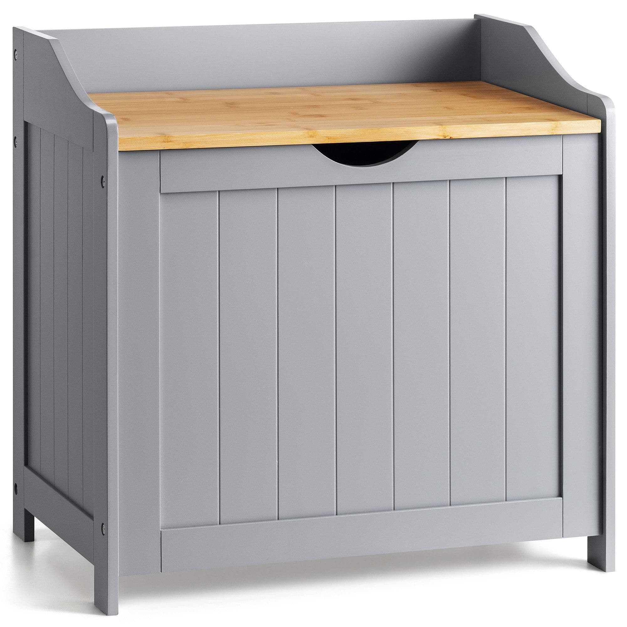 Wooden Laundry Box Bin Bamboo Bathroom Storage Basket Linen Chest