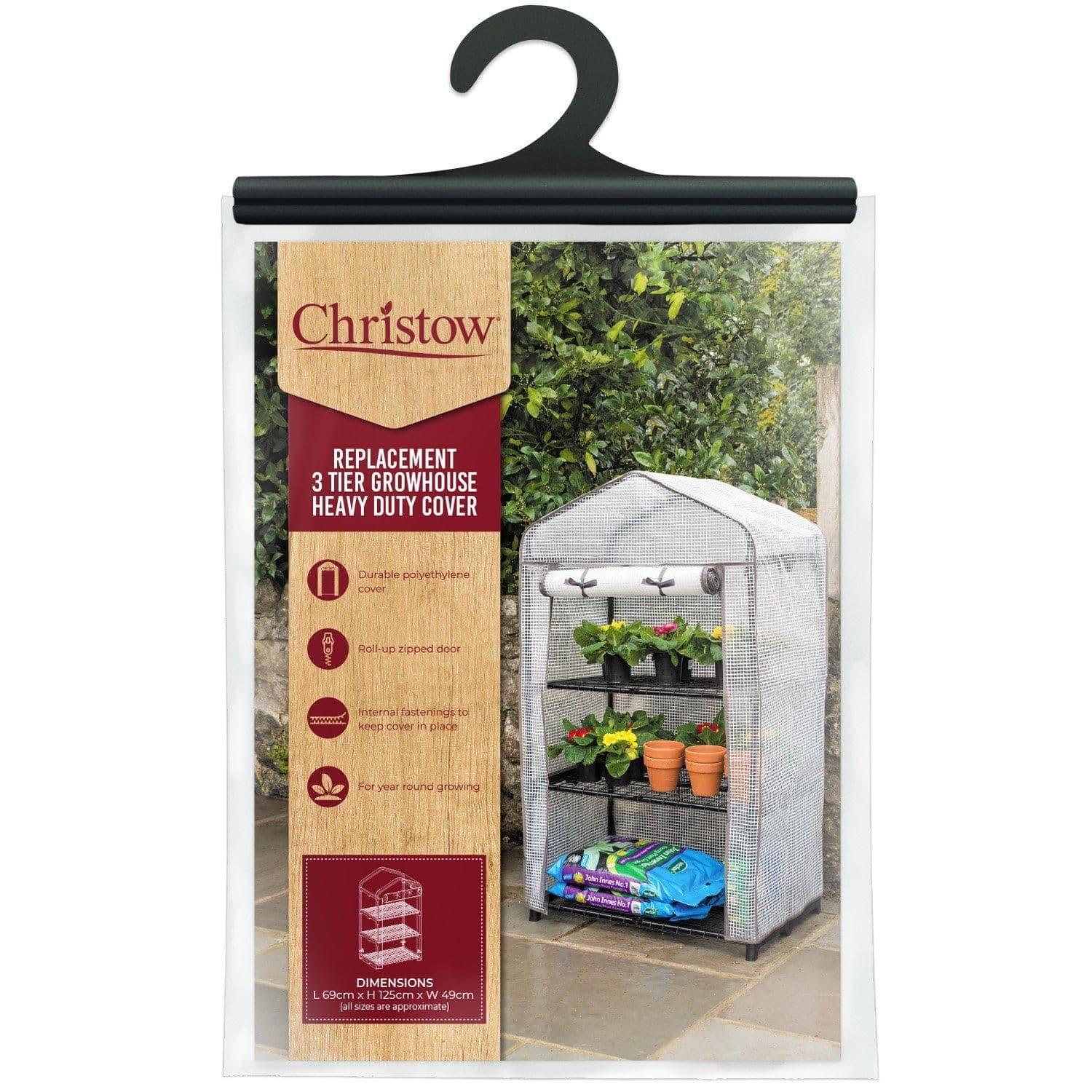 Greenhouse Cover Replacement 3 Tier Reinforced PE Heavy Duty H125cm