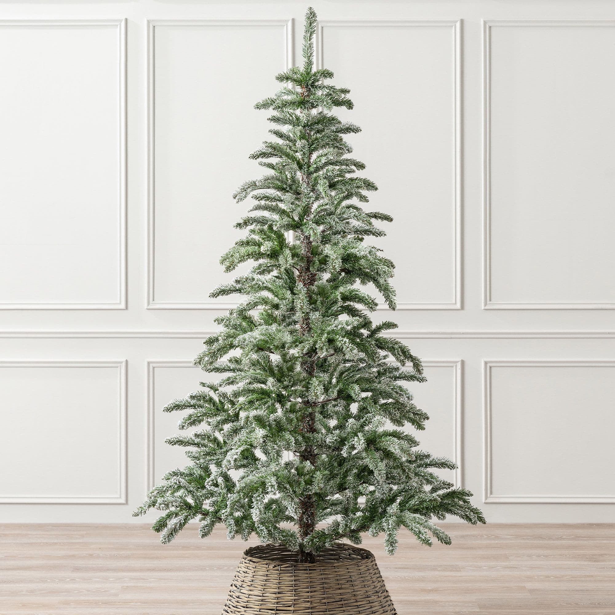 Alpine Fir Artificial Christmas Tree Snowy Snow Flocked Stand 6ft 7ft