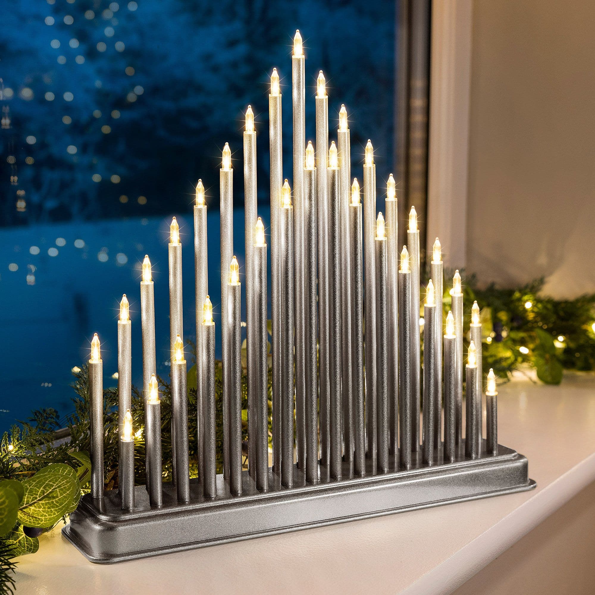 Christmas Candle Bridge Tower Light 33 LED Xmas Decoration Battery Operated