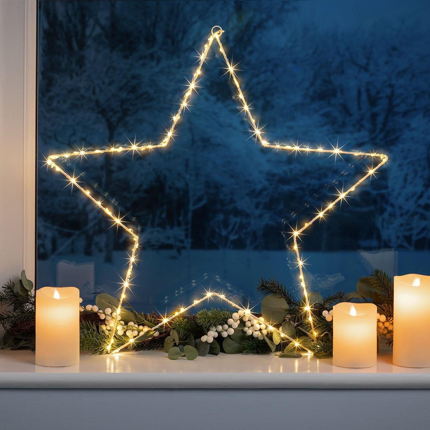 Star Christmas Light Indoor Xmas Table Decoration LED Battery Operated 60cm