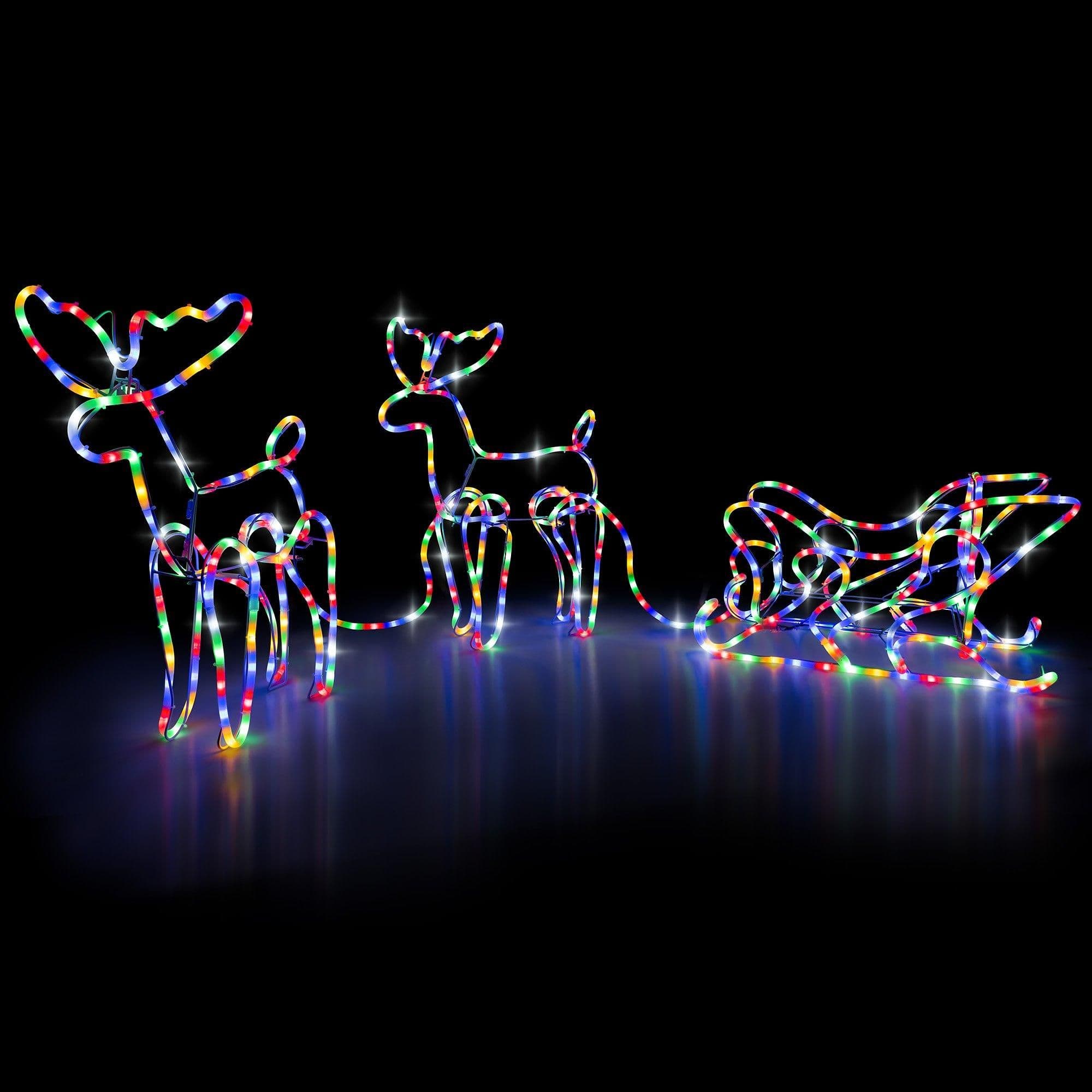 Reindeer Sleigh Rope Light Outdoor Christmas Decoration 3D LED Xmas Silhouette