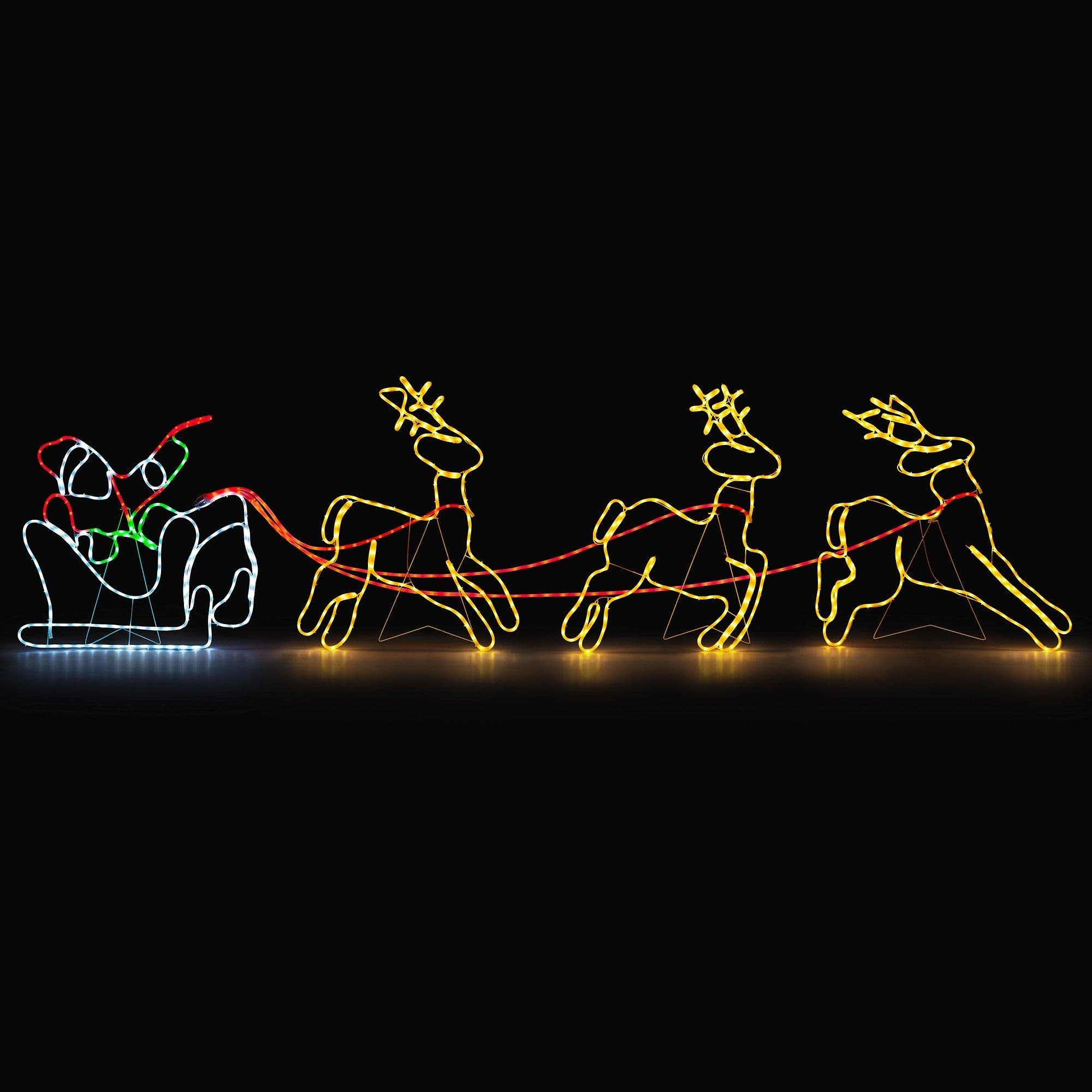 Santa Sleigh Reindeer Rope Light Outdoor Christmas Decoration LED Silhouette 3m
