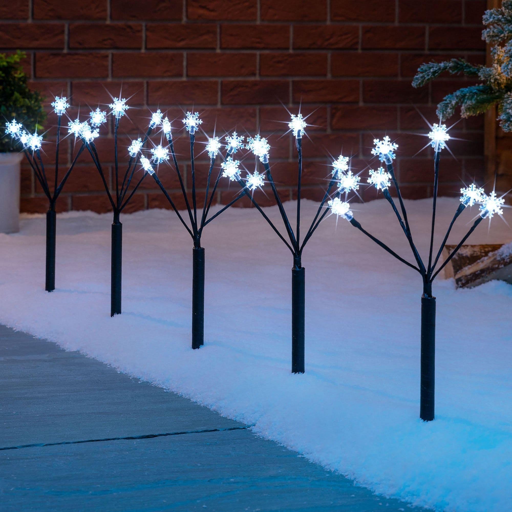 Christmas Snowflake Path Lights Flashing LED Battery Operated 5 x 44cm
