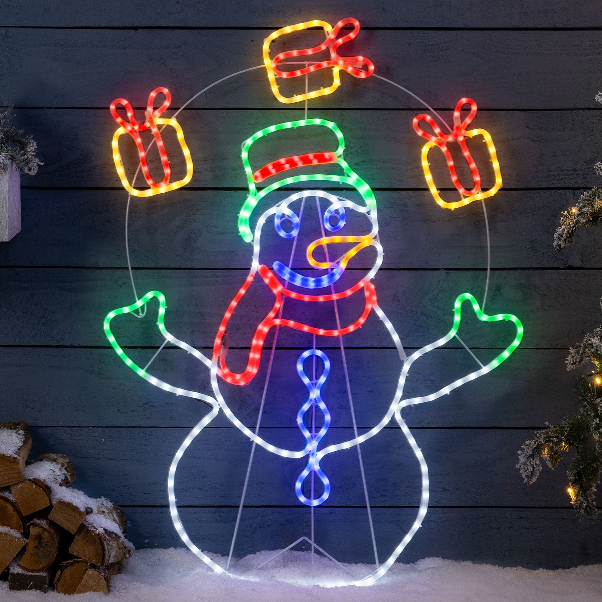 Snowman Rope Light Outdoor Christmas Decoration LED Xmas Silhouette 98cm