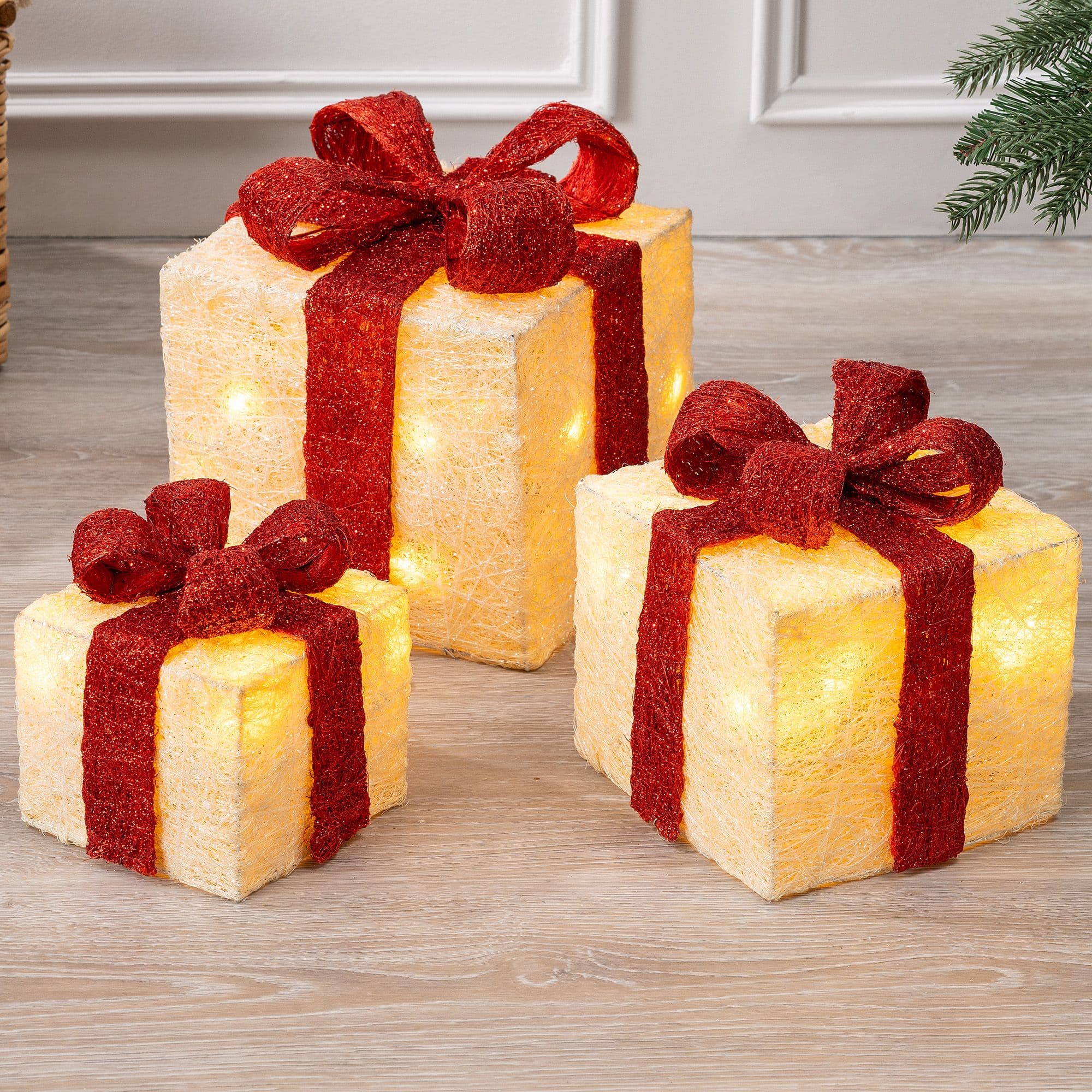 Light Up Christmas Parcels LED Presents Battery Operated Timer Set 3