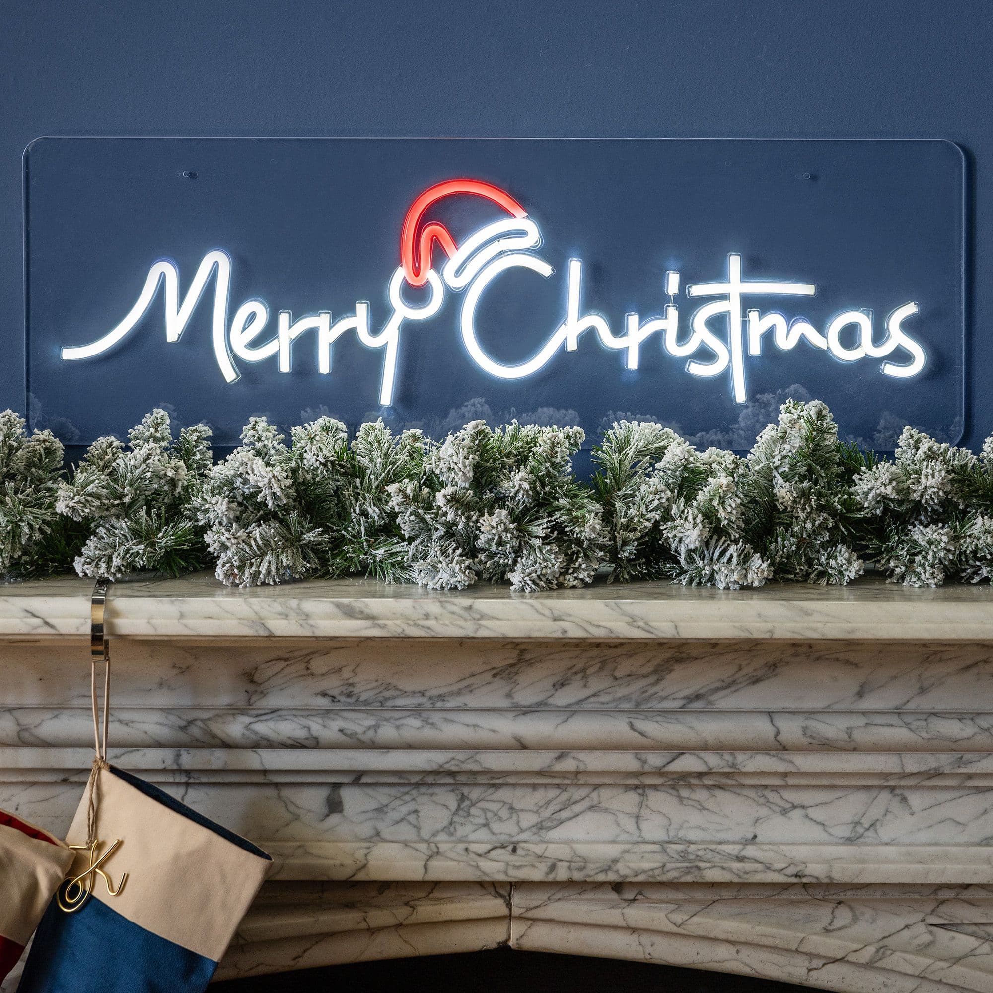 Merry Christmas Neon Sign Light Indoor LED Xmas Decoration Mains Operated 76cm