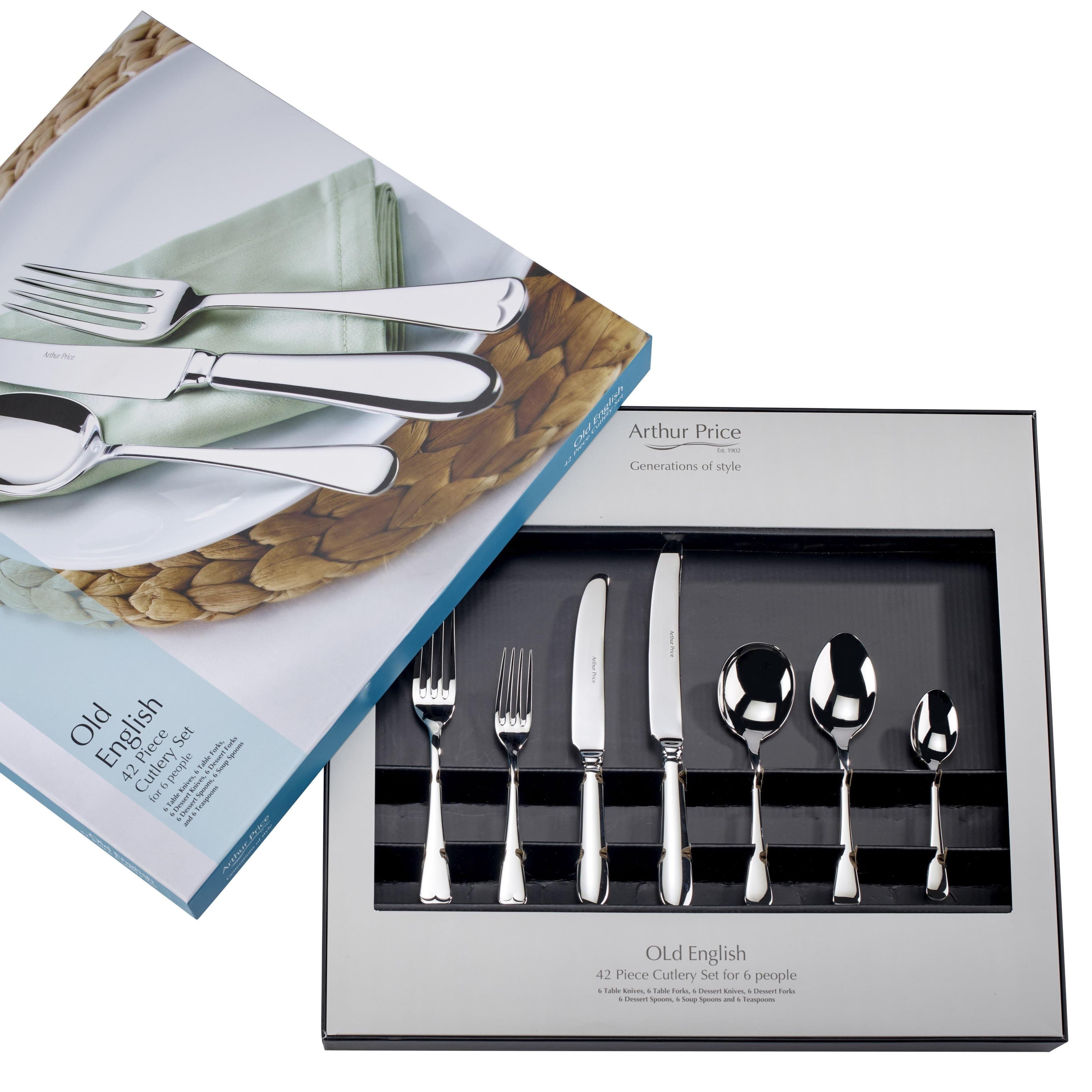 Old English Stainless Steel 42 Piece 6 Person Gift Boxed Cutlery Set