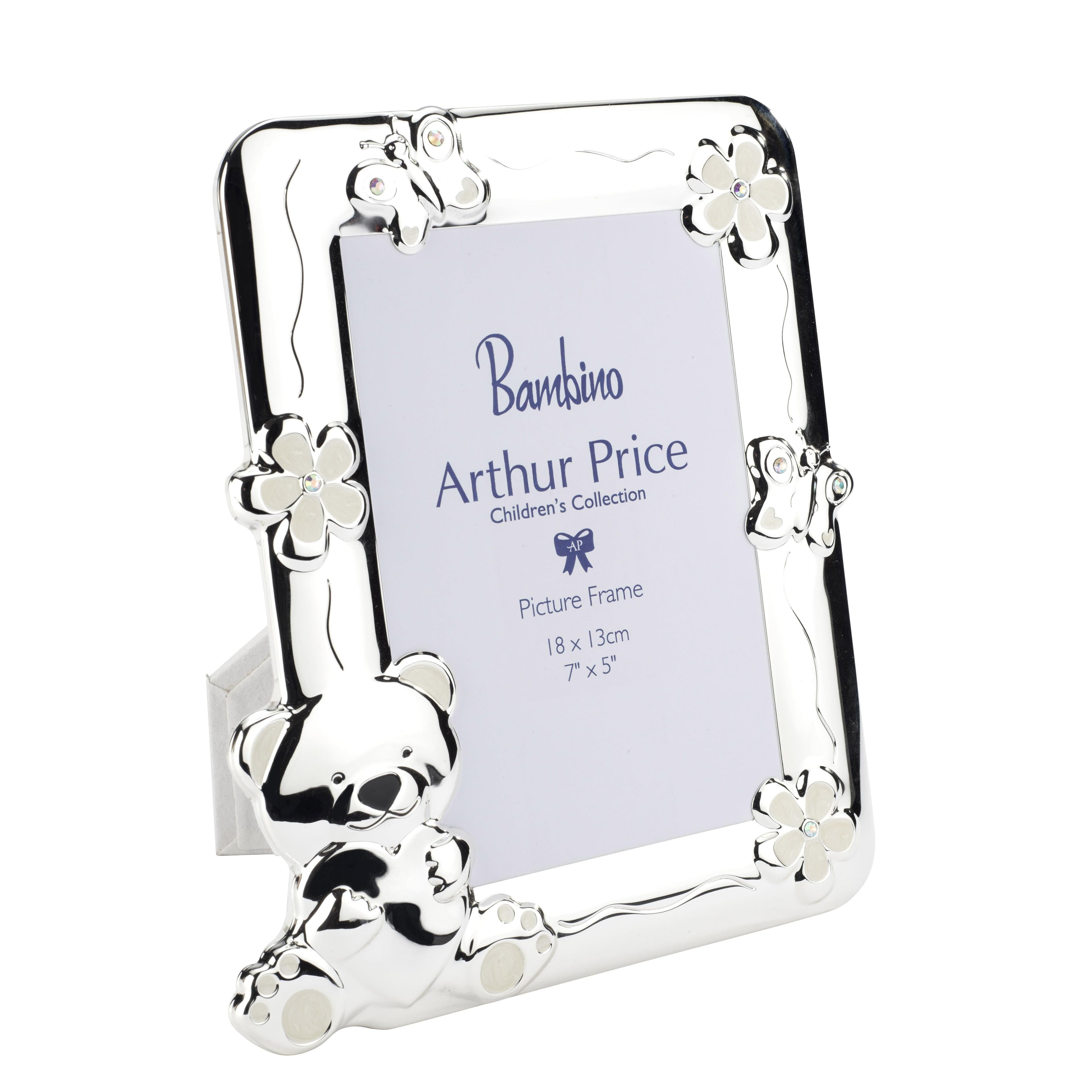 Bambino Teddy Bear Plated Photo Frame Holds 7 x 5 Inch Photo Luxury Gift
