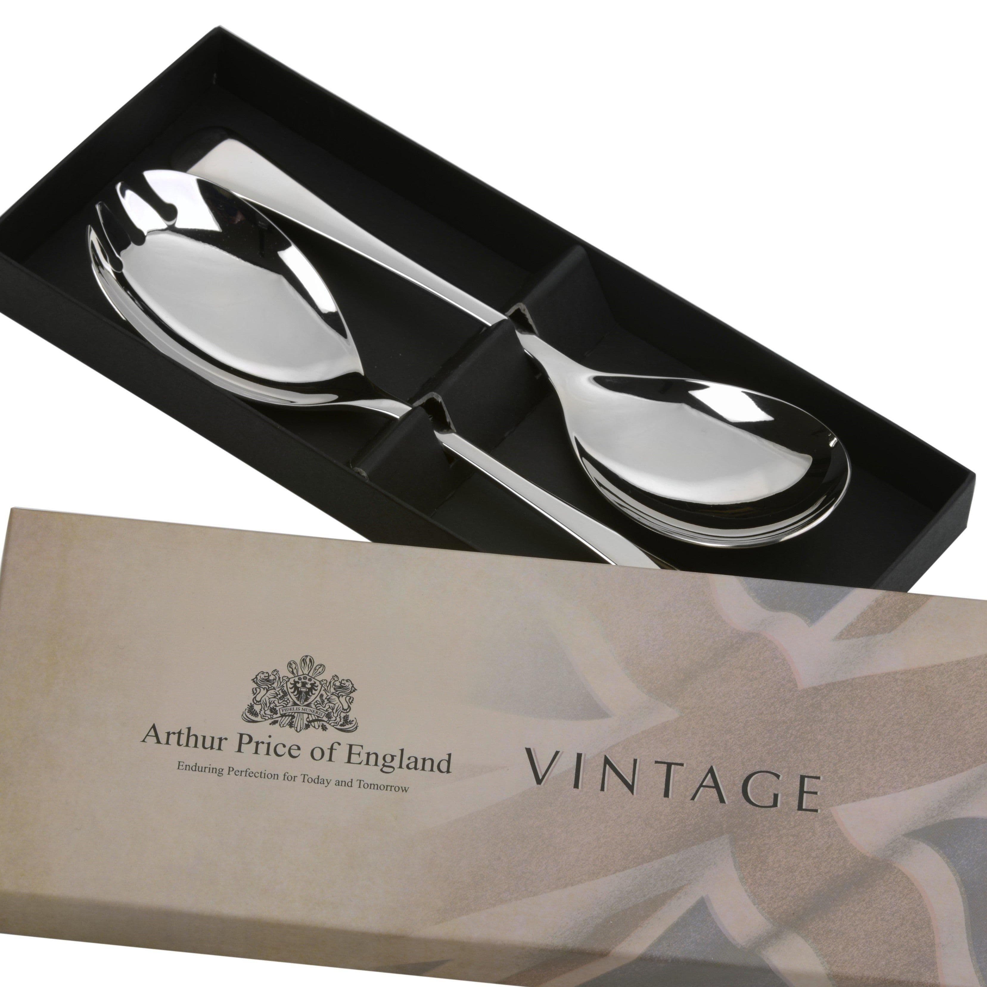 Vintage Stainless Steel Pair Salad Servers Gift Boxed Cutlery Set