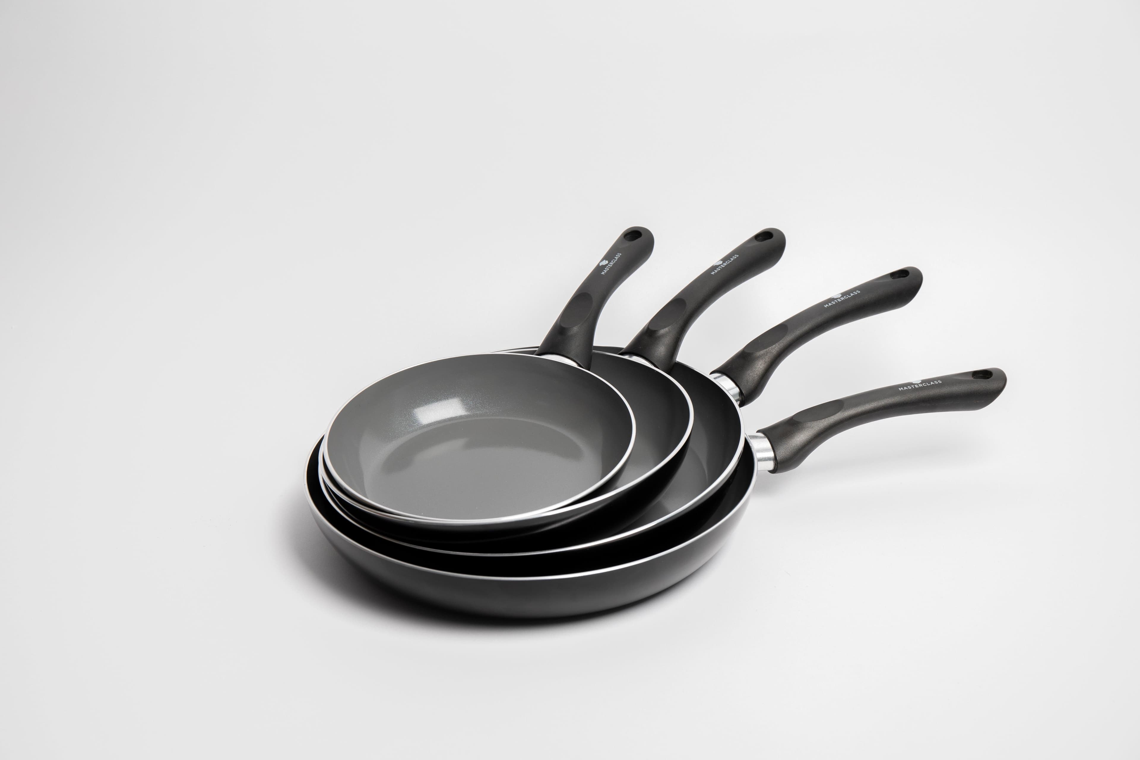 4pc Can to Pan Recycled Aluminium & Ceramic Frying Pan Set 4x Non Stick Frying Pans Sized 20cm 24cm 28cm 30cm